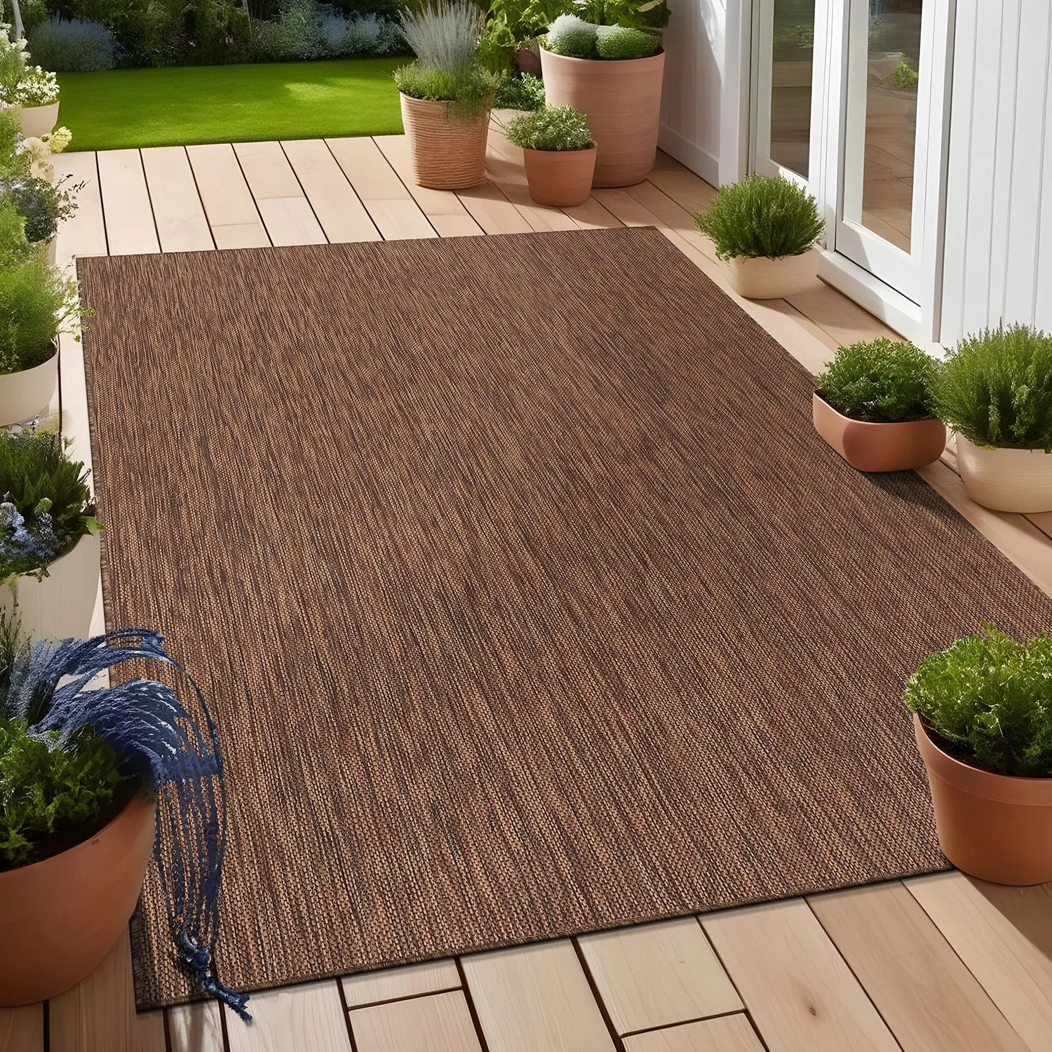 Aloha Washable Solid Indoor Outdoor Area Rug Patio Deck Living Room