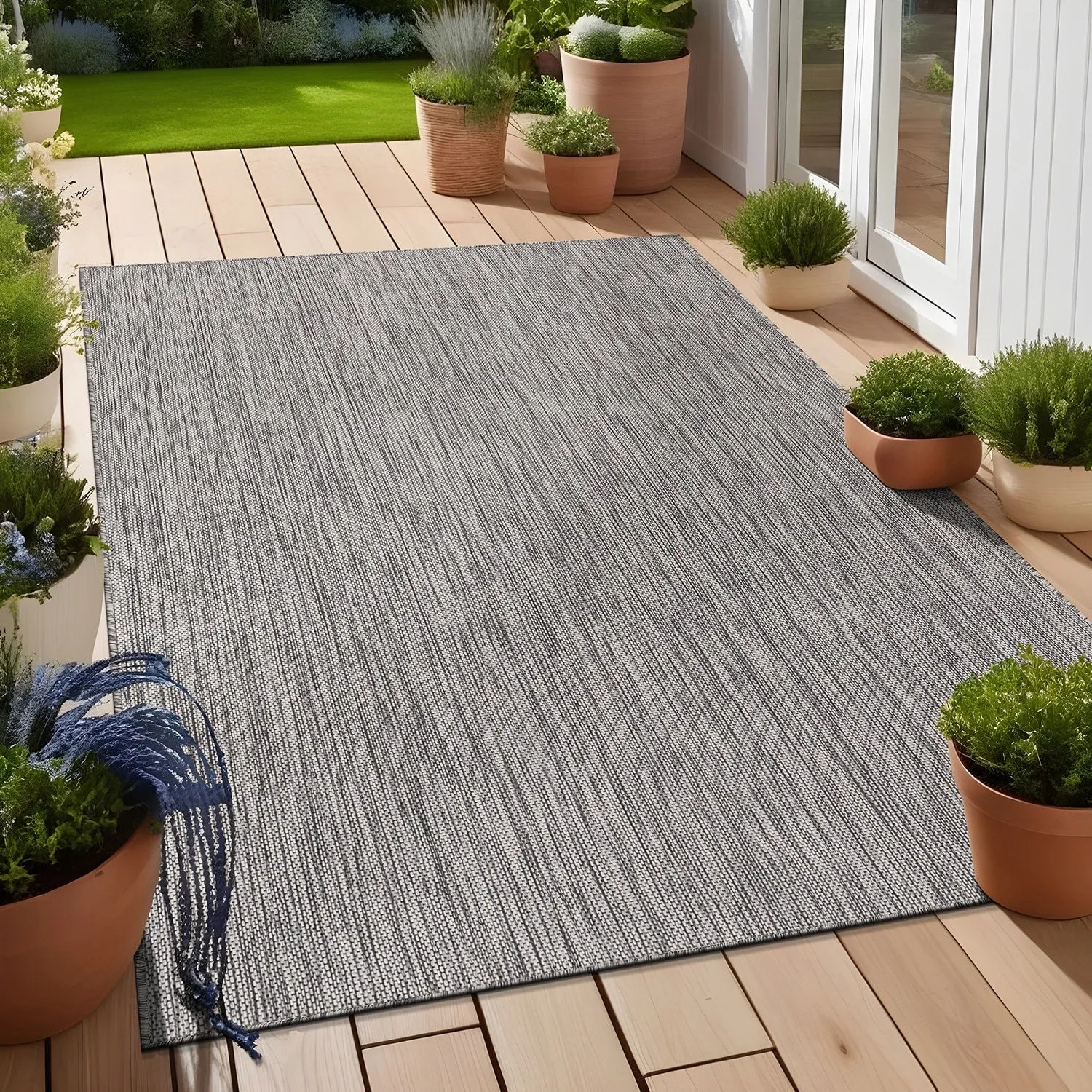 Aloha Washable Solid Indoor Outdoor Area Rug Patio Deck Living Room