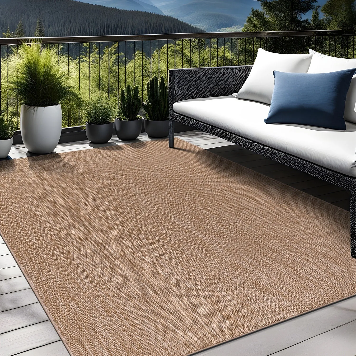 Aloha Washable Solid Indoor Outdoor Area Rug Patio Deck Living Room