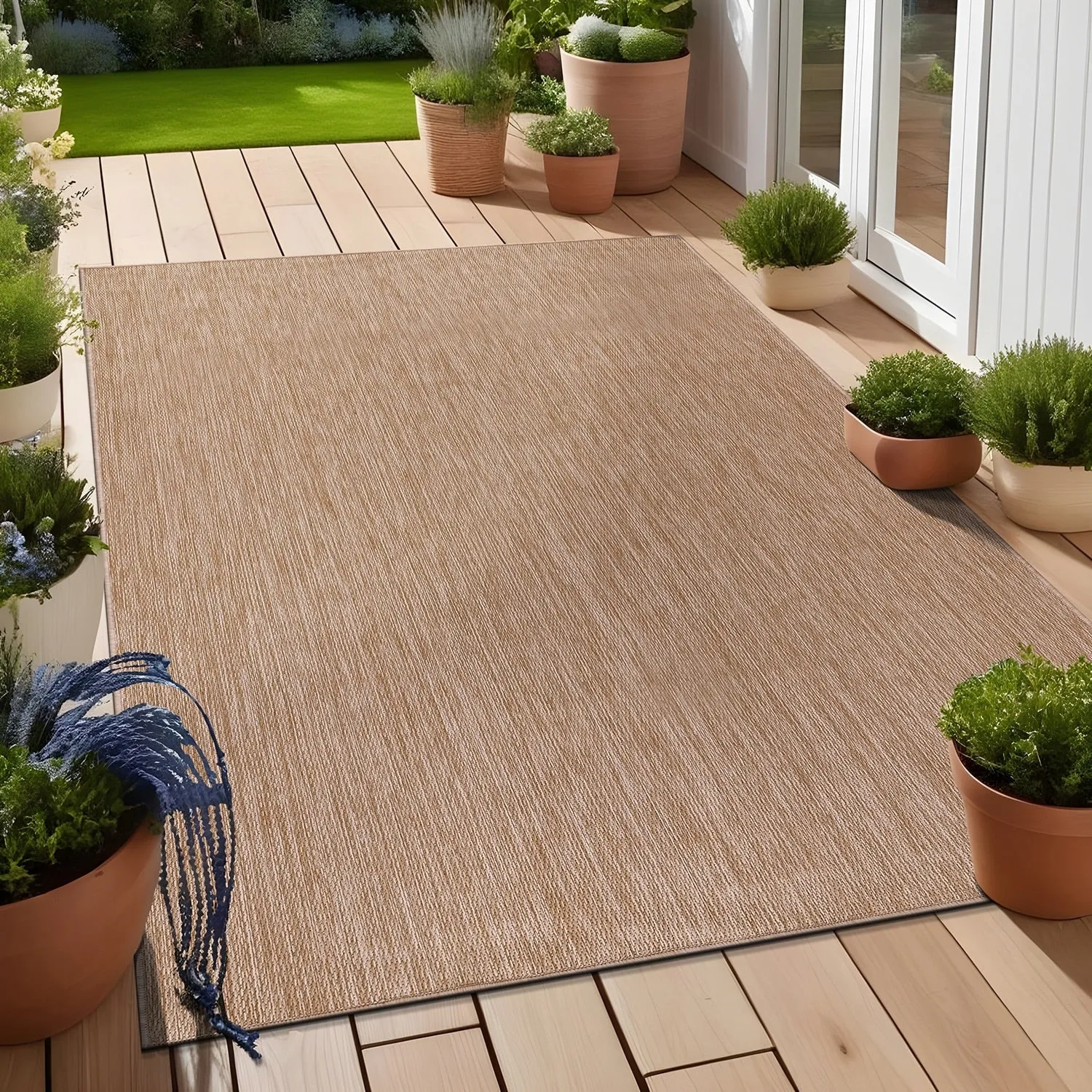 Aloha Washable Solid Indoor Outdoor Area Rug Patio Deck Living Room