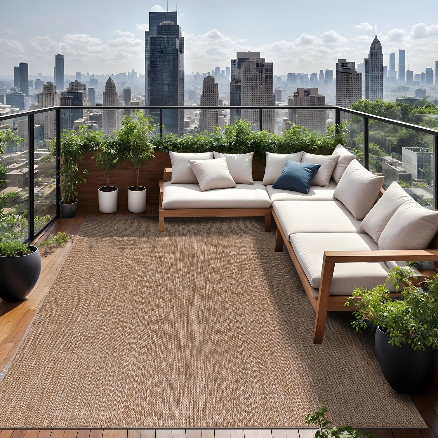 Aloha Washable Solid Indoor Outdoor Area Rug Patio Deck Living Room