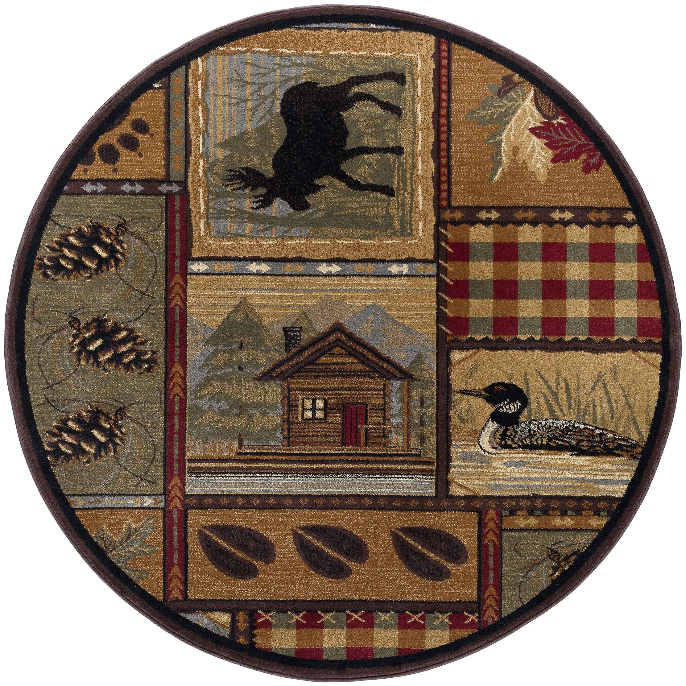 Area Rug & Runner - Lodge Cabin Farmhouse Rugs for Living Room Bedroom Dining Room Kitchen 2x3 / 3x8 / 5x7 / 8x10 / 9x12 / Round