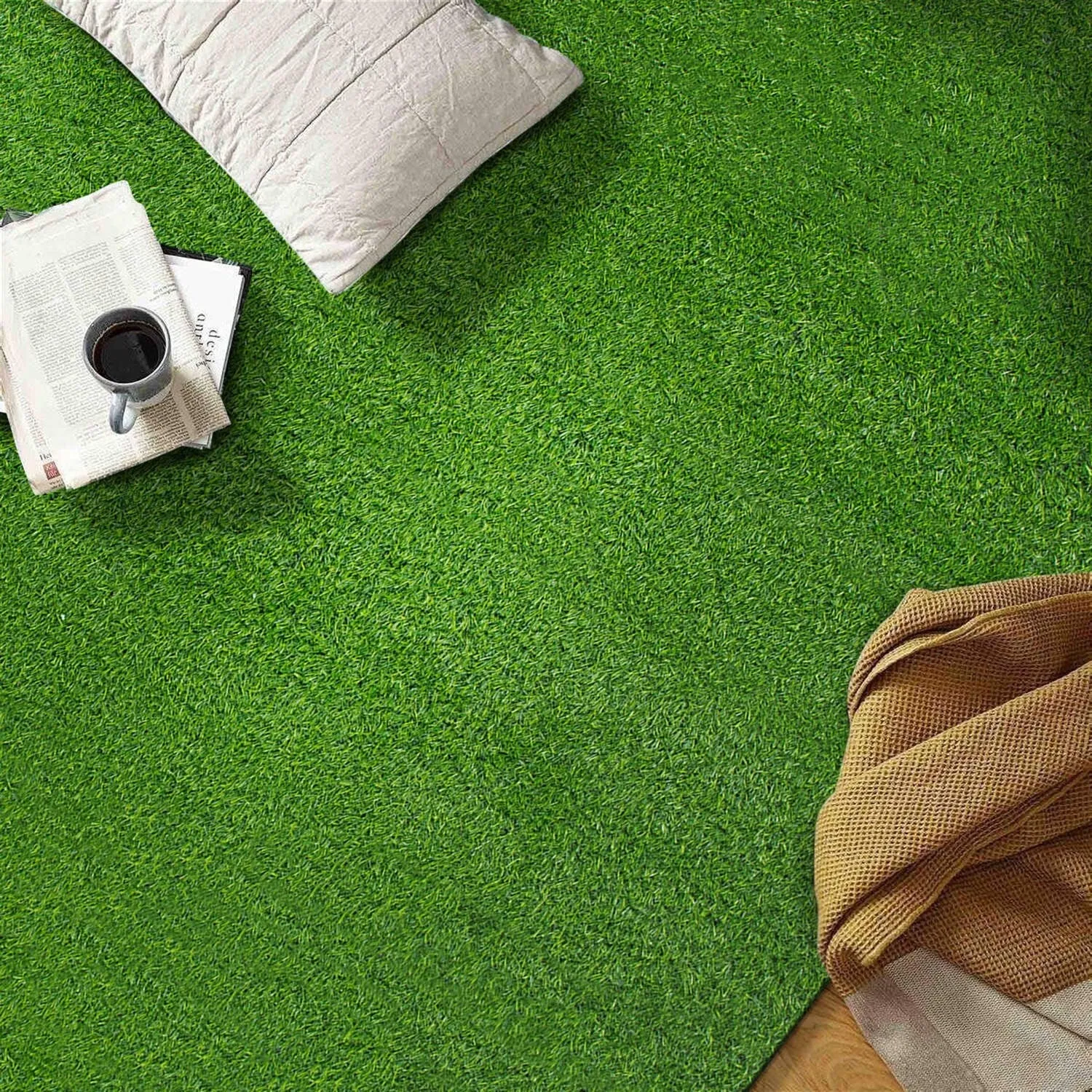Artificial Solid Grass Indoor Outdoor Area Rug
