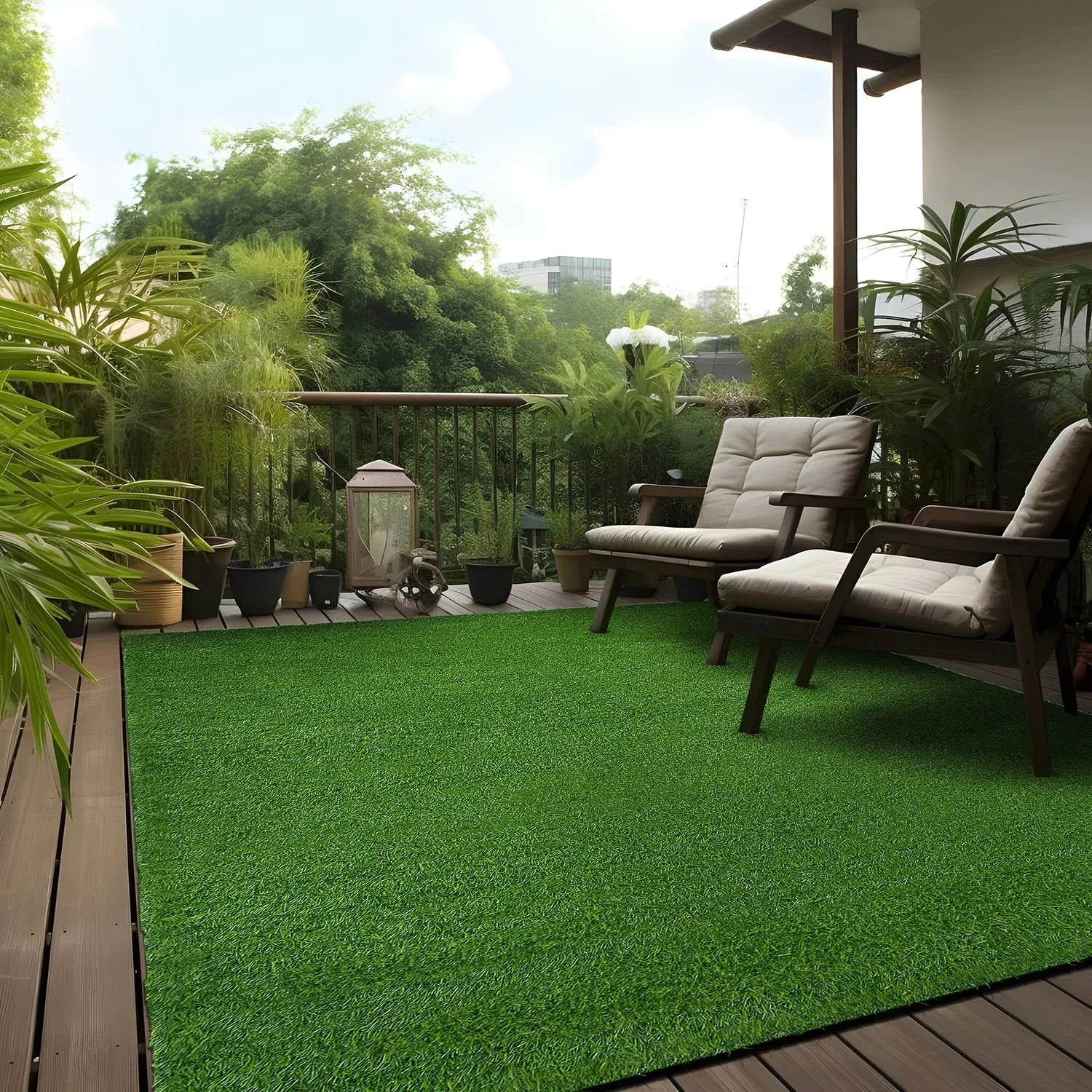 Artificial Solid Grass Indoor Outdoor Area Rug