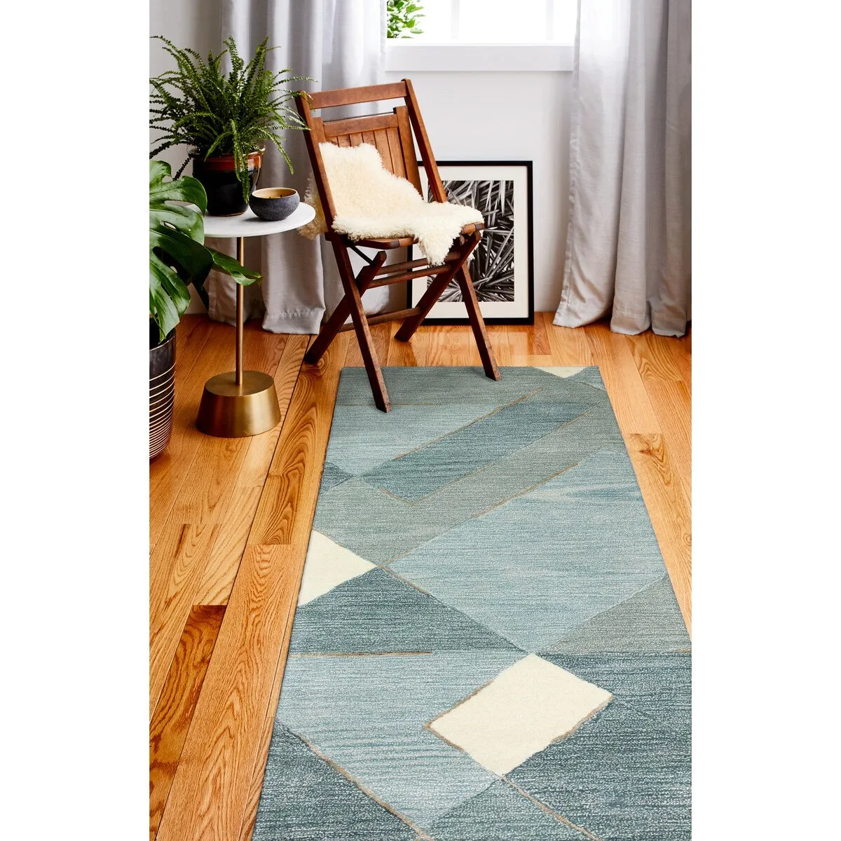 Bashian Malik Aqua Contemporary Area Rug