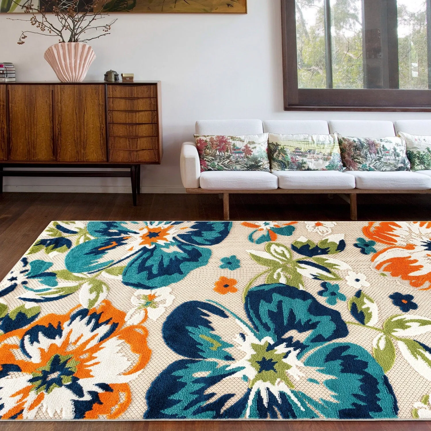 Bergamo Contemporary Floral Indoor/Outdoor Area Rug