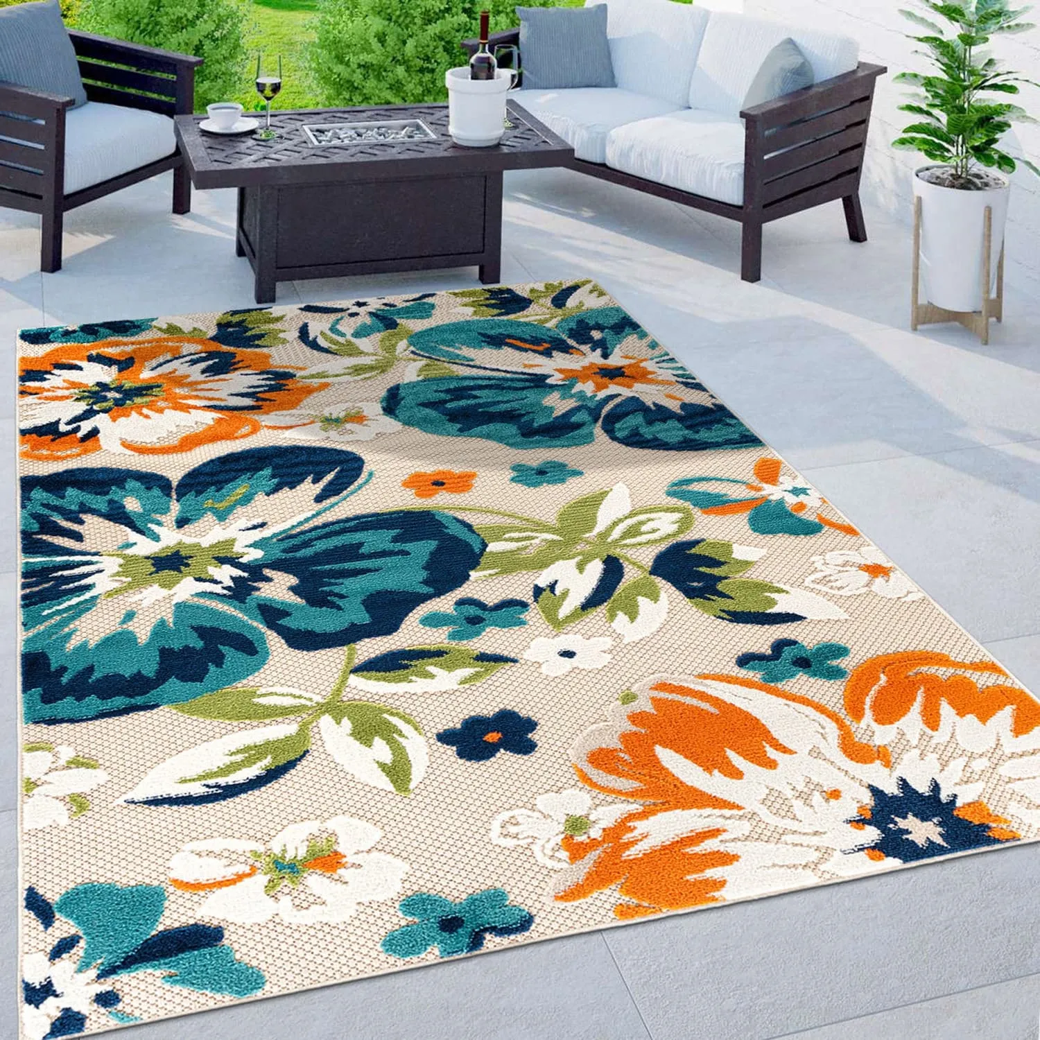 Bergamo Contemporary Floral Indoor/Outdoor Area Rug