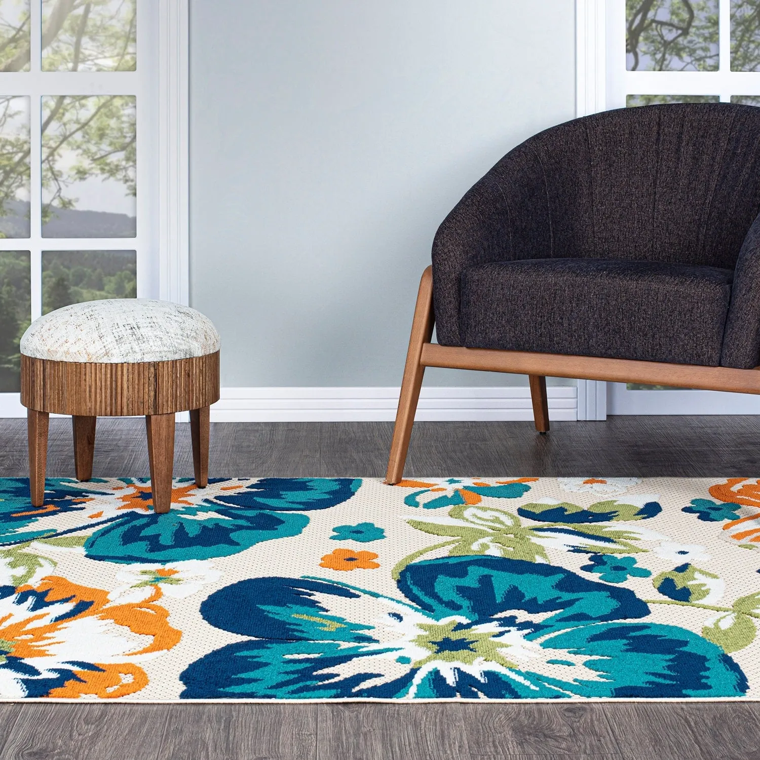 Bergamo Contemporary Floral Indoor/Outdoor Area Rug