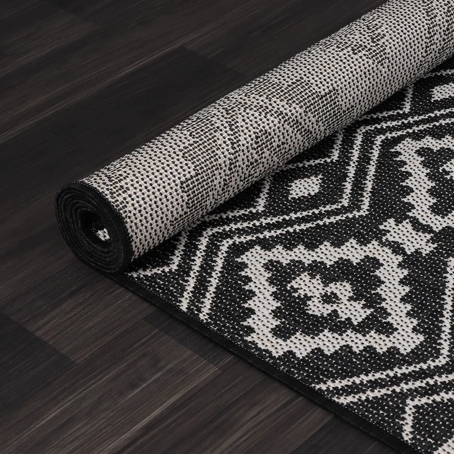 Beverly Rug Black White Boho Moroccan Indoor Outdoor Area Rug for Patio. Deck. Porch