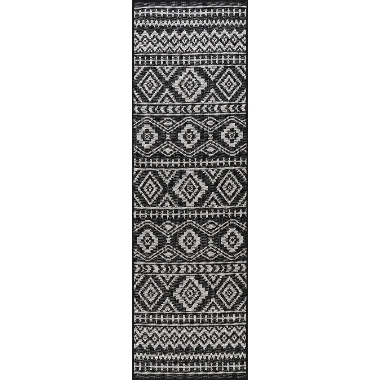 Beverly Rug Black White Boho Moroccan Indoor Outdoor Area Rug for Patio. Deck. Porch