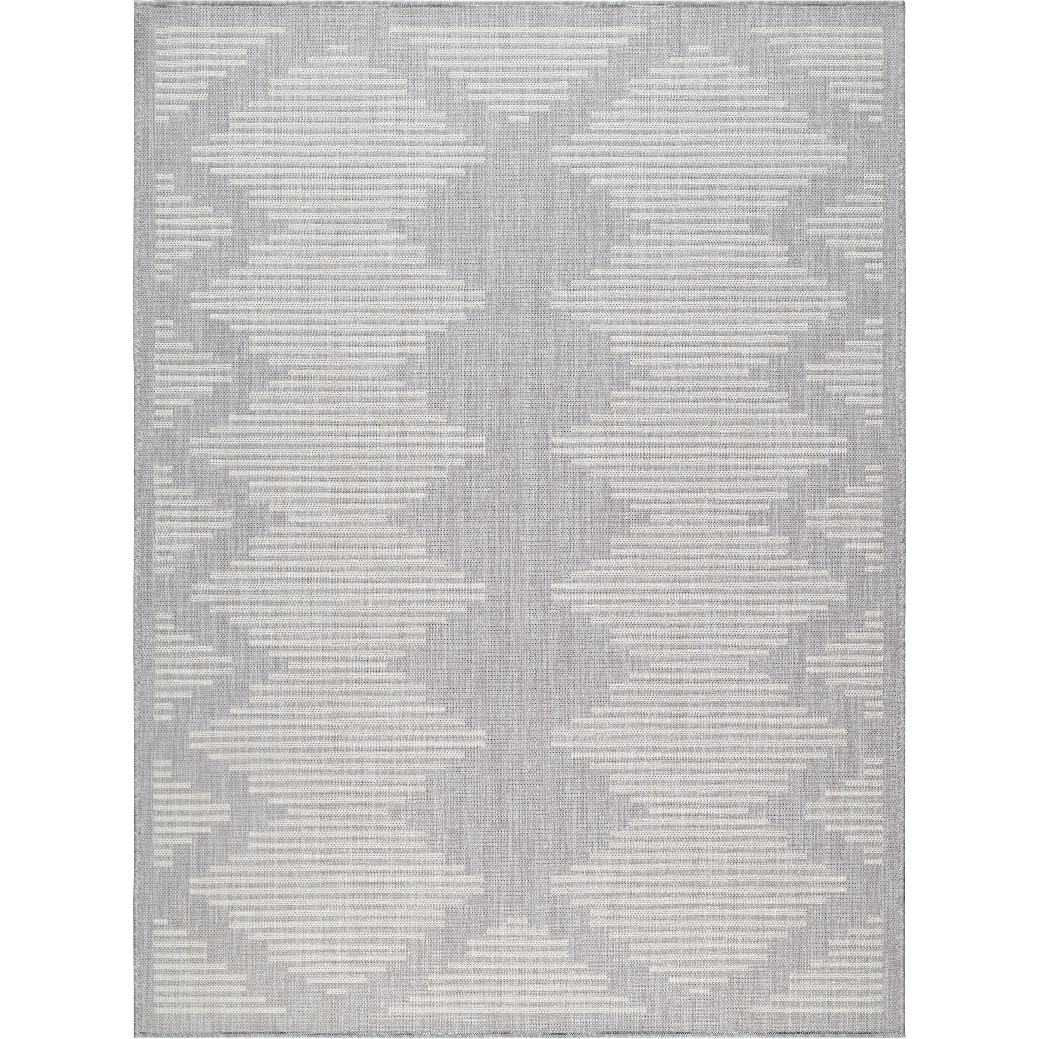Beverly Rug Grey Geometric Indoor Outdoor Rug. Outside Carpet for Patio. Deck. Porch