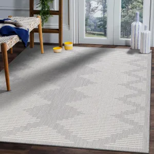 Beverly Rug Grey Geometric Indoor Outdoor Rug. Outside Carpet for Patio. Deck. Porch