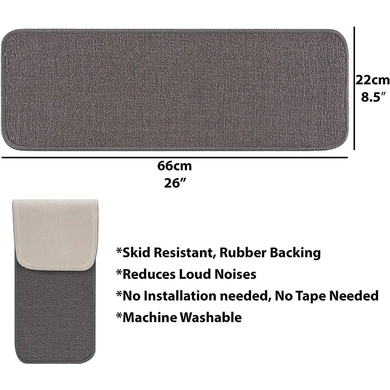 Beverly Rug Indoor Solid Color Non-slip Carpet Stair Treads