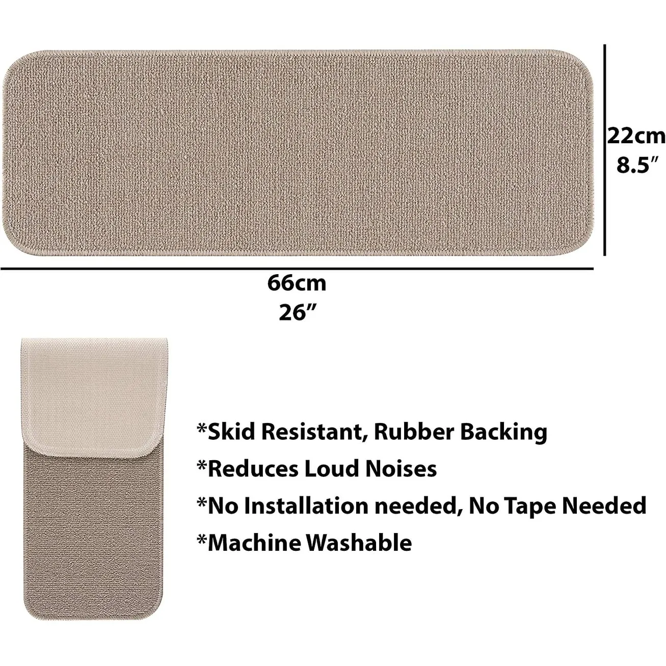 Beverly Rug Indoor Solid Color Non-slip Carpet Stair Treads