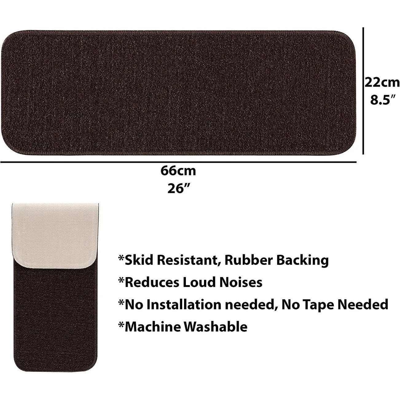 Beverly Rug Indoor Solid Color Non-slip Carpet Stair Treads