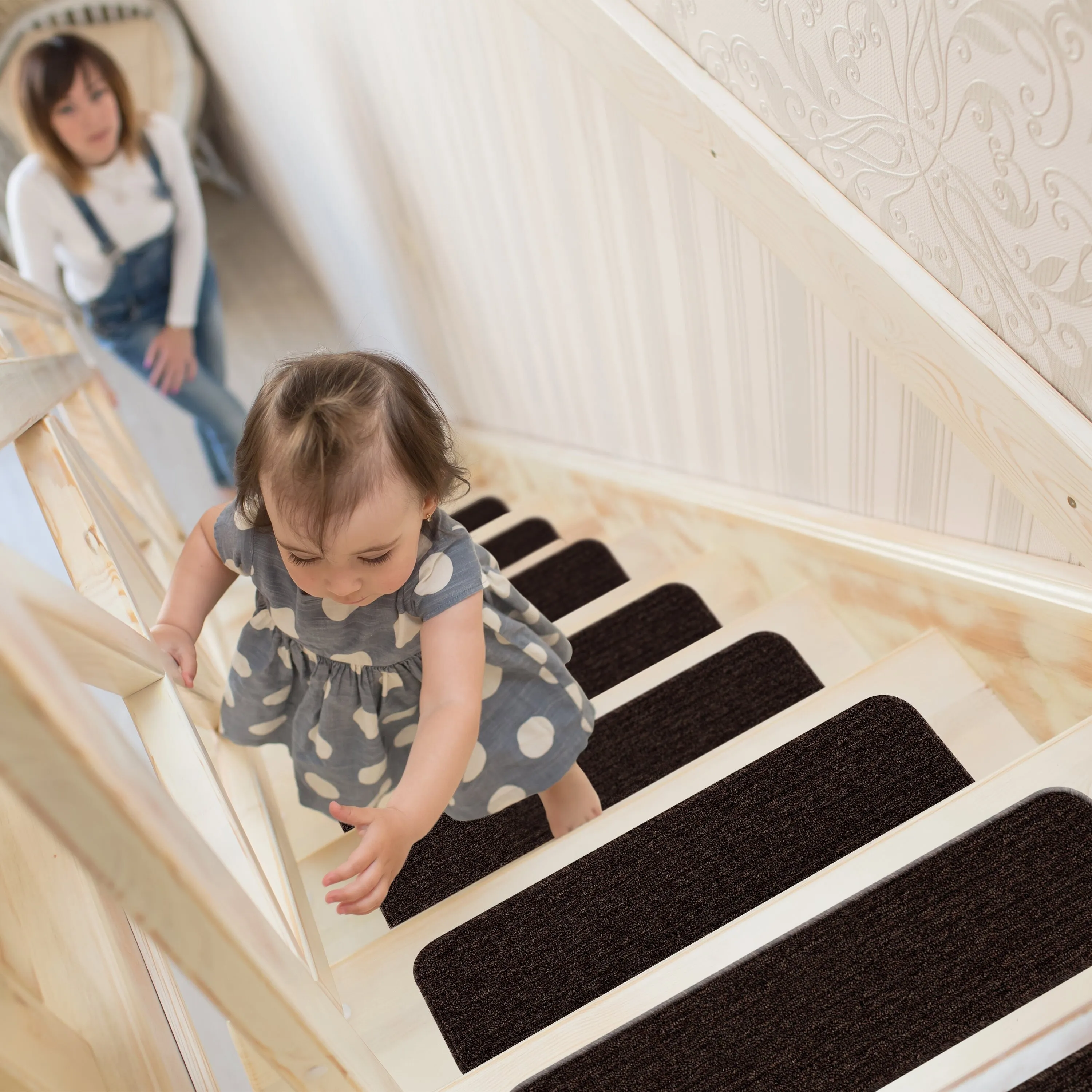 Beverly Rug Non Slip Stair Treads. Matching Landing Rug. Washable Runner Rug for Hallway