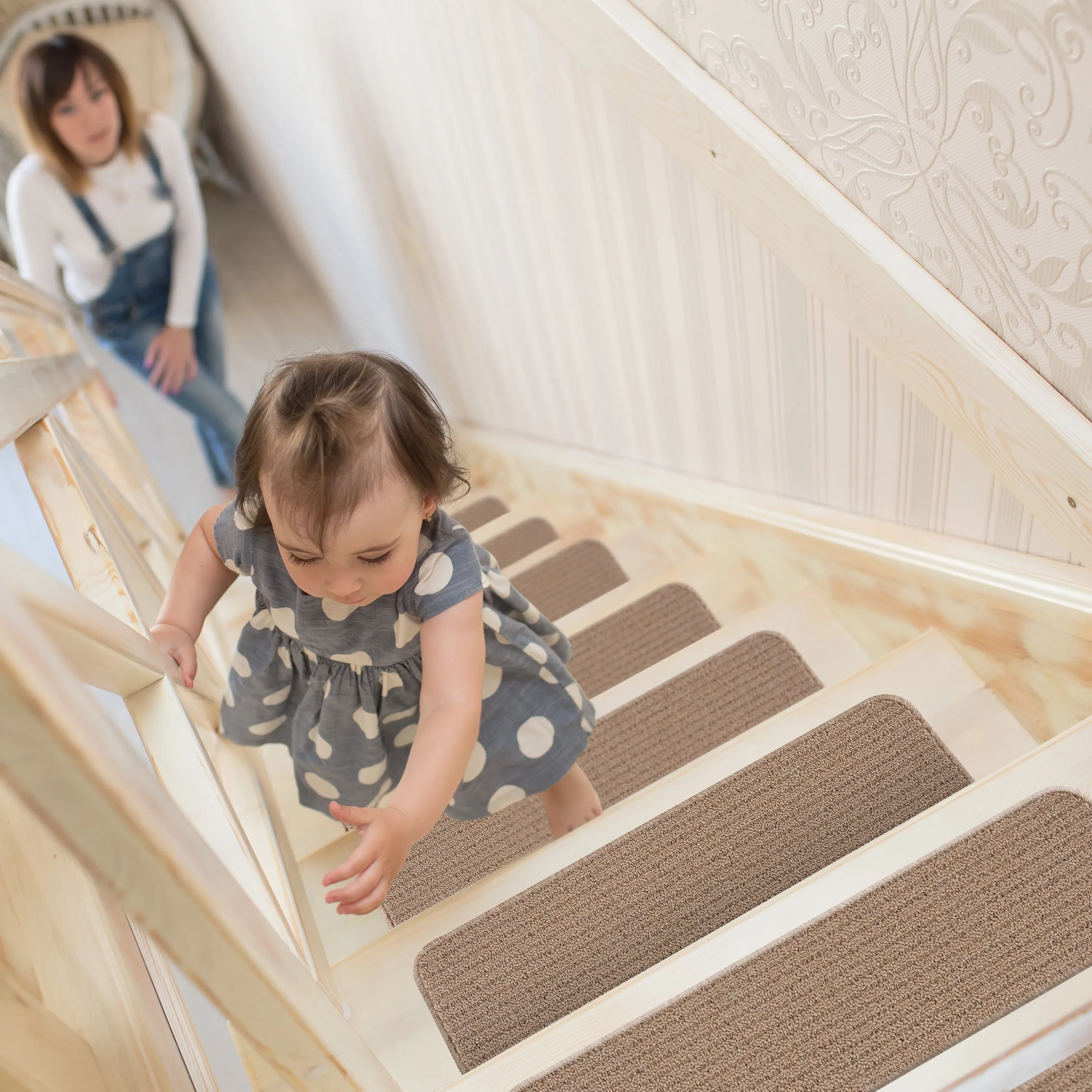 Beverly Rug Non Slip Stair Treads. Matching Landing Rug. Washable Runner Rug for Hallway
