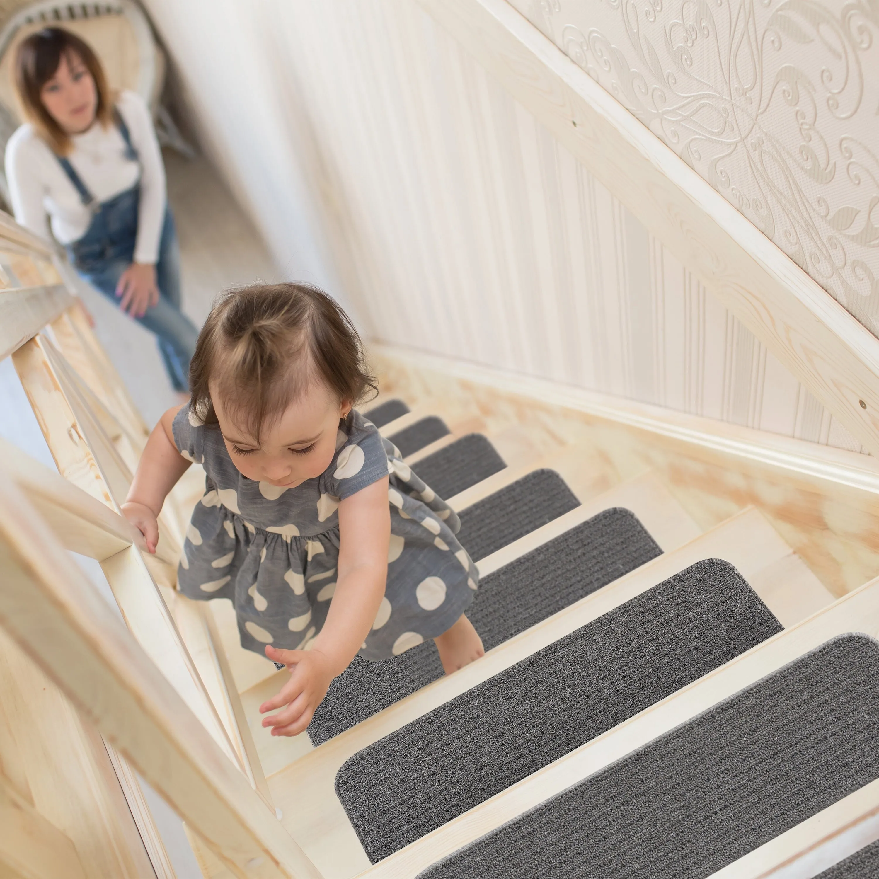 Beverly Rug Non Slip Stair Treads. Matching Landing Rug. Washable Runner Rug for Hallway