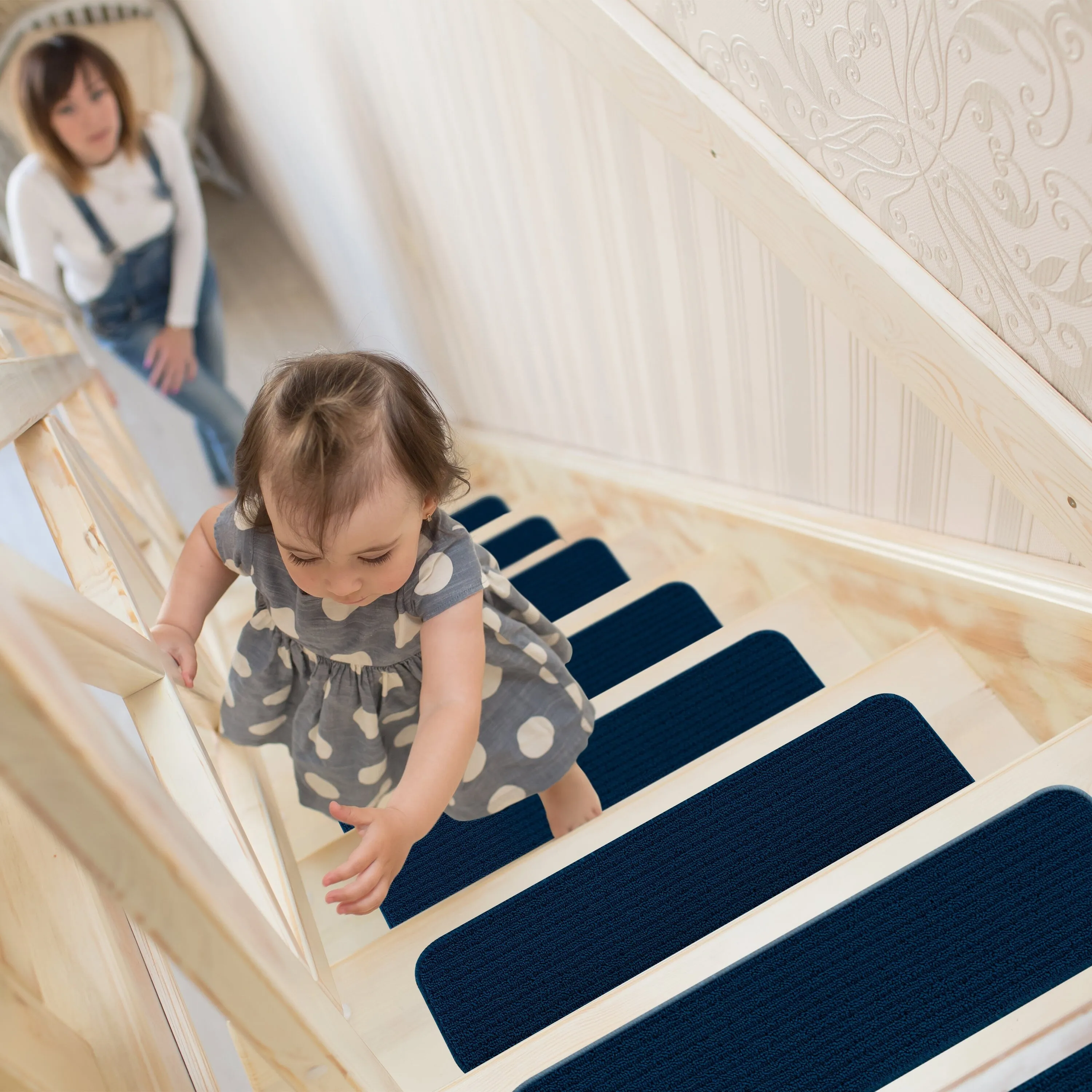 Beverly Rug Non Slip Stair Treads. Matching Landing Rug. Washable Runner Rug for Hallway