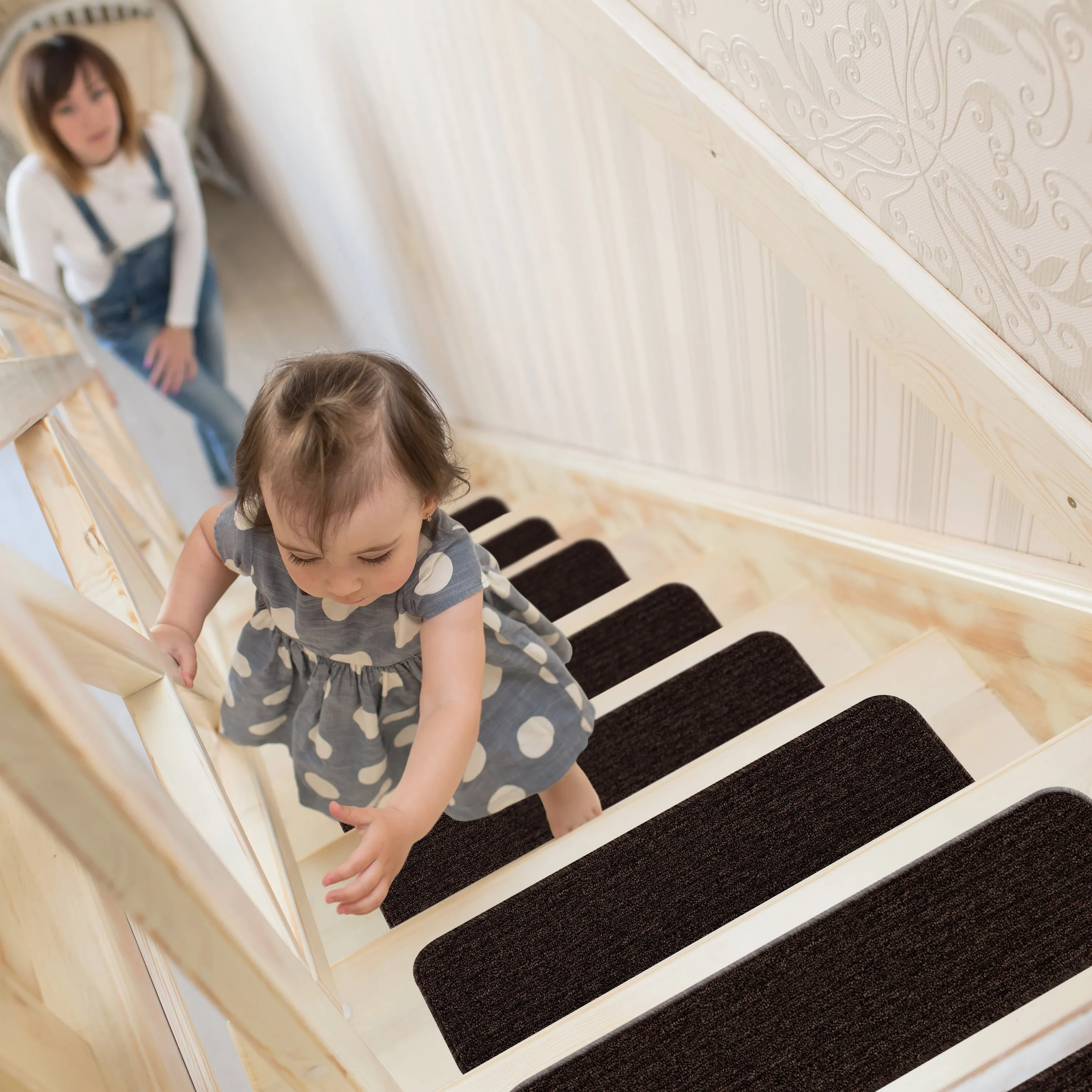 Beverly Rug Non Slip Stair Treads. Matching Landing Rug. Washable Runner Rug for Hallway