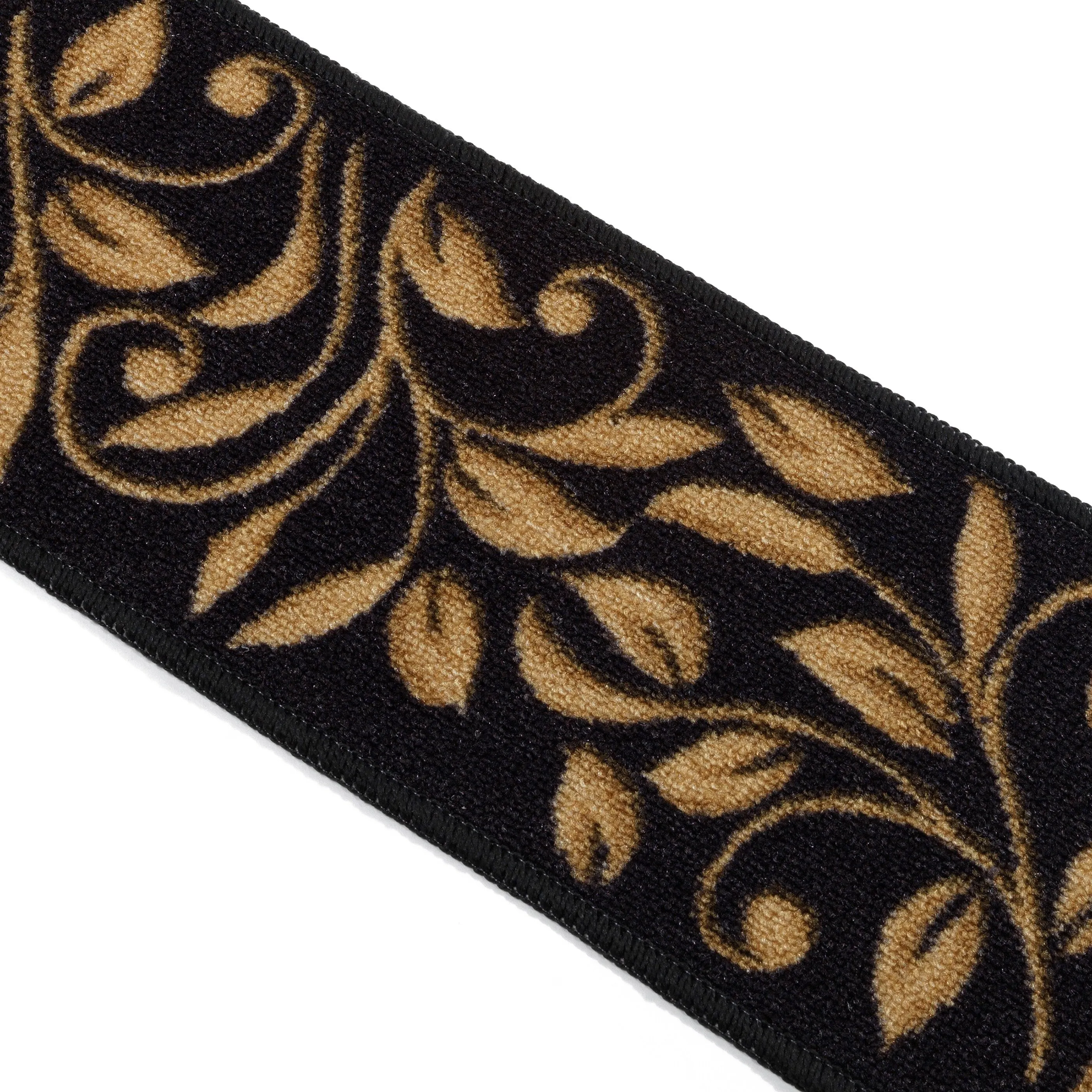 Beverly Rug Non Slip Treads Stylish Stain Resistant Floral Pattern Black Blue Brown Stair Treads 28 x 8.7