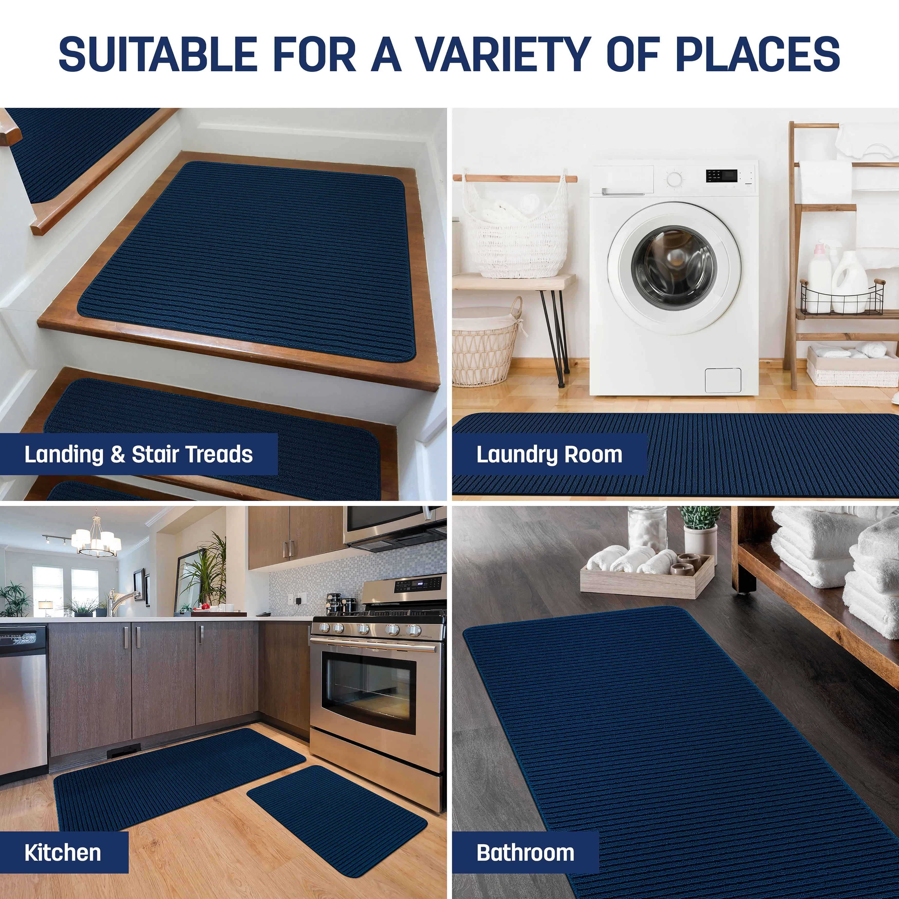 Beverly Rug Non Slip Washable Kitchen Rugs and Mats 2 Piece Set. 48x20   30x20
