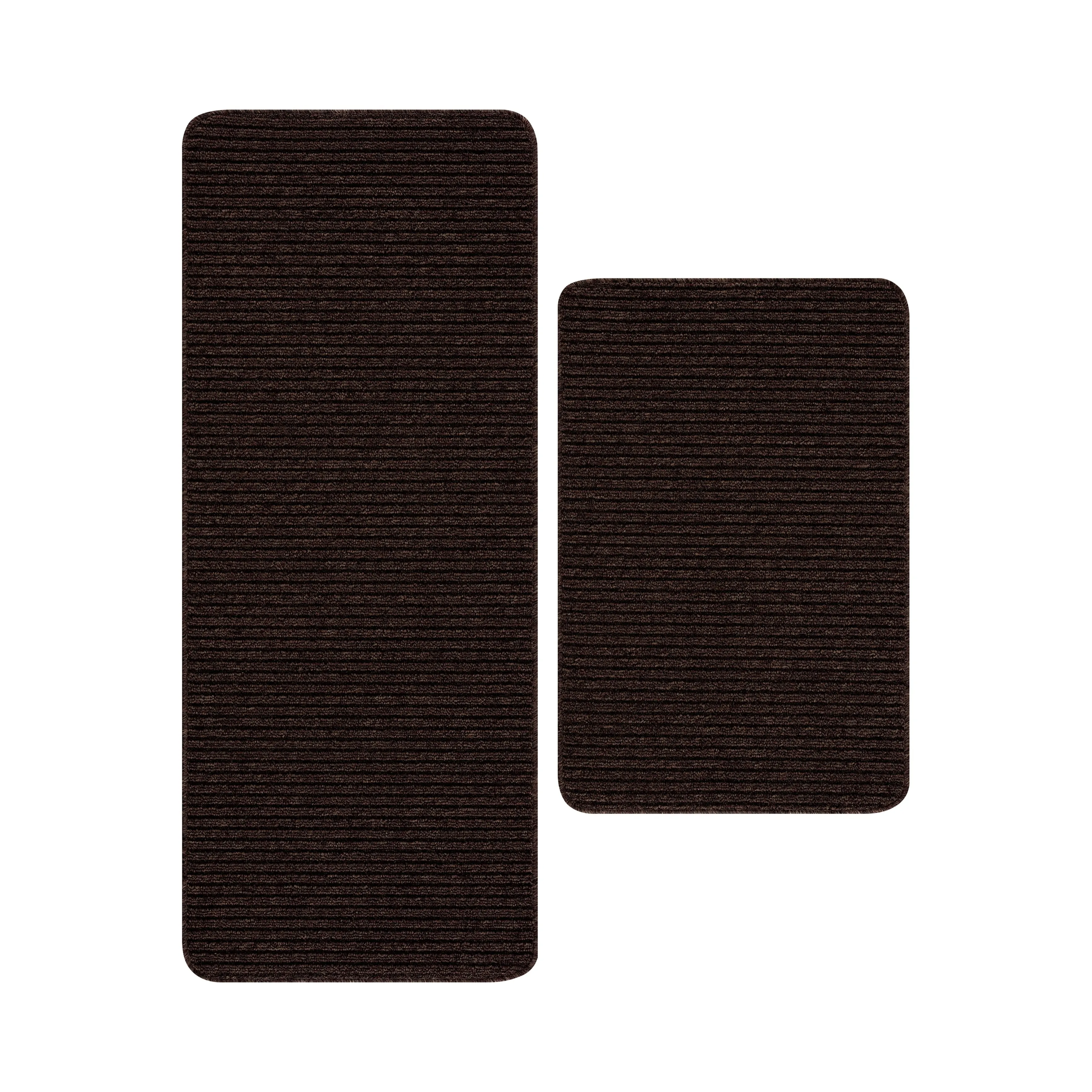 Beverly Rug Non Slip Washable Kitchen Rugs and Mats 2 Piece Set. 48x20   30x20