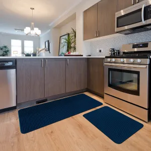 Beverly Rug Non Slip Washable Kitchen Rugs and Mats 2 Piece Set. 48x20   30x20