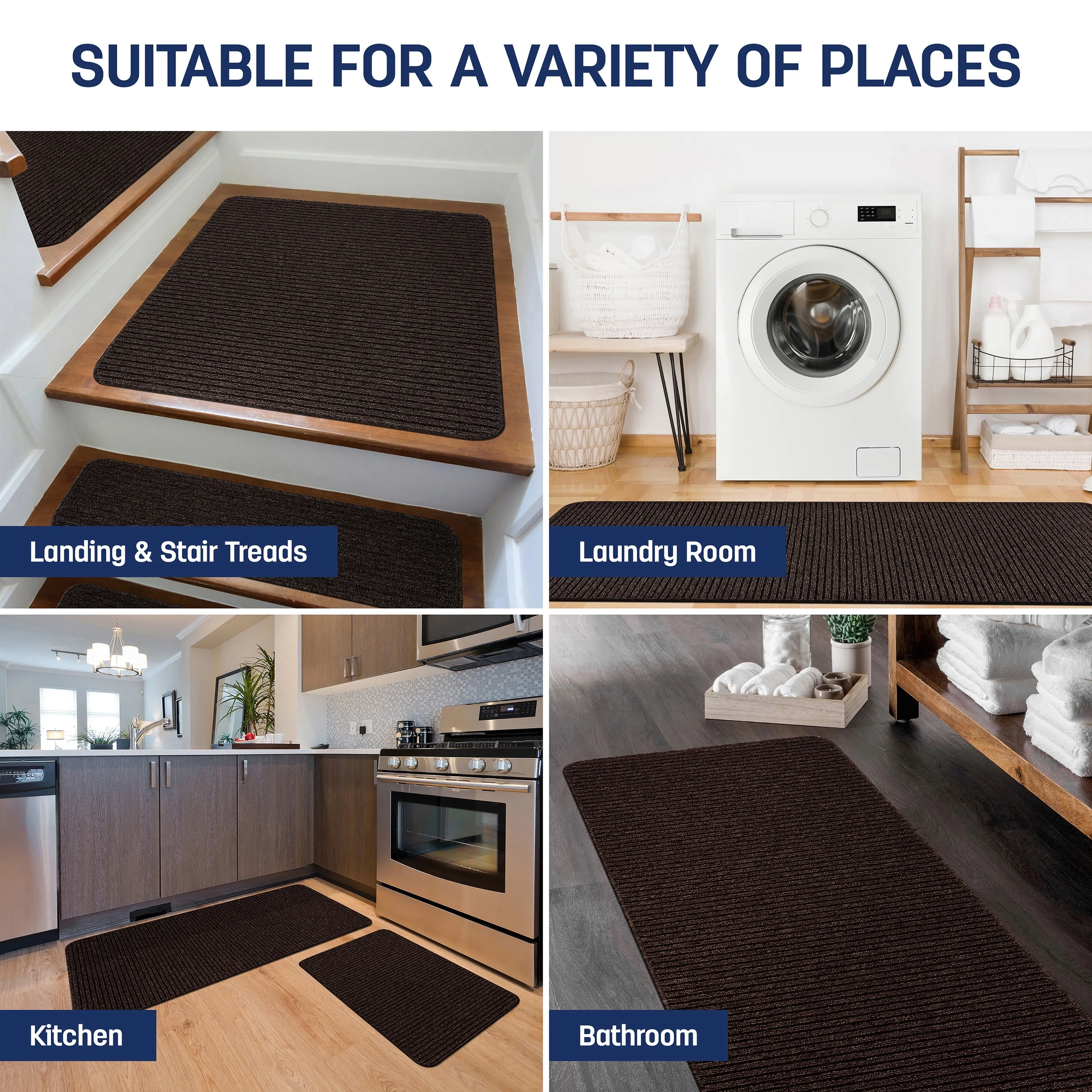 Beverly Rug Non Slip Washable Kitchen Rugs and Mats 2 Piece Set. 48x20   30x20