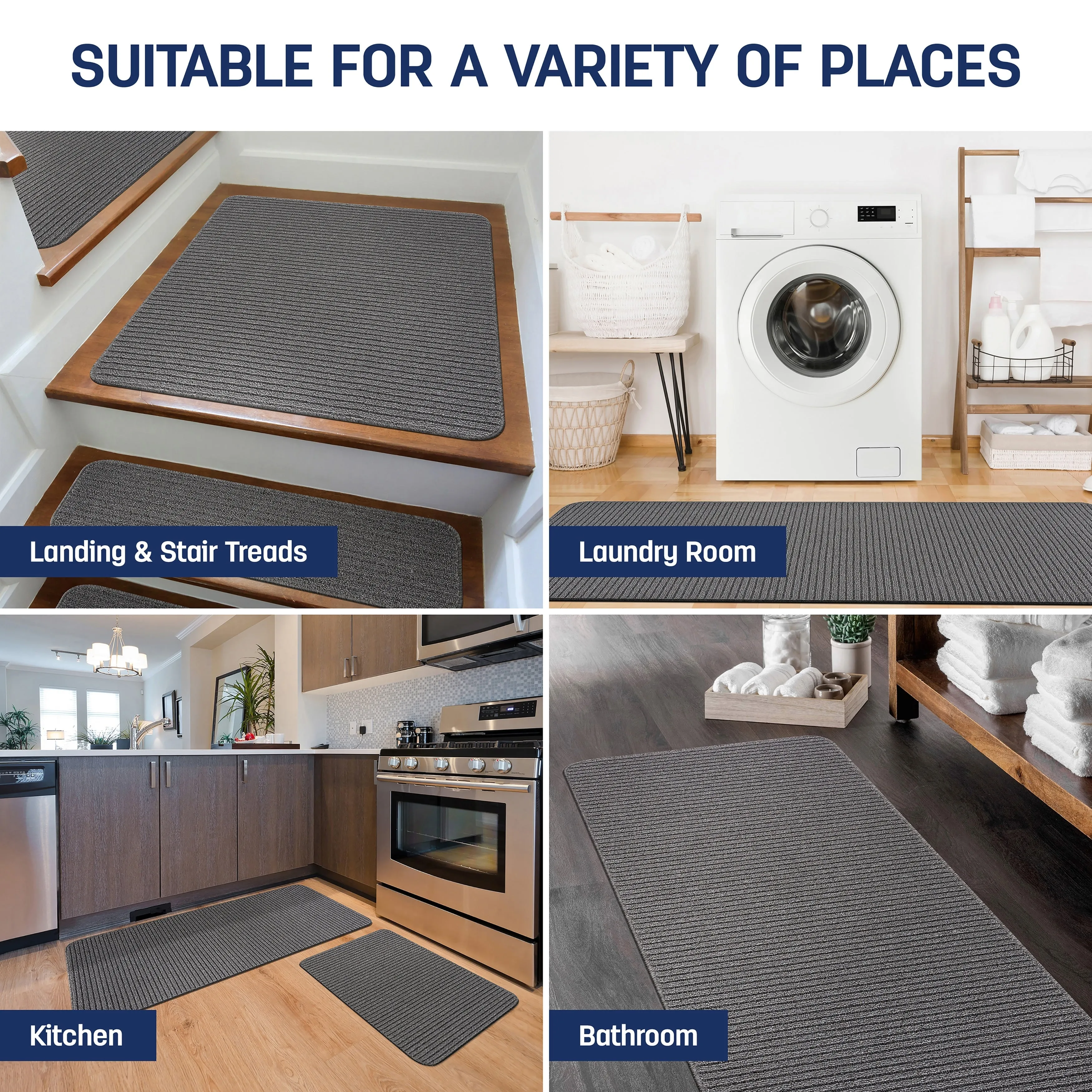 Beverly Rug Non Slip Washable Kitchen Rugs and Mats 2 Piece Set. 48x20   30x20