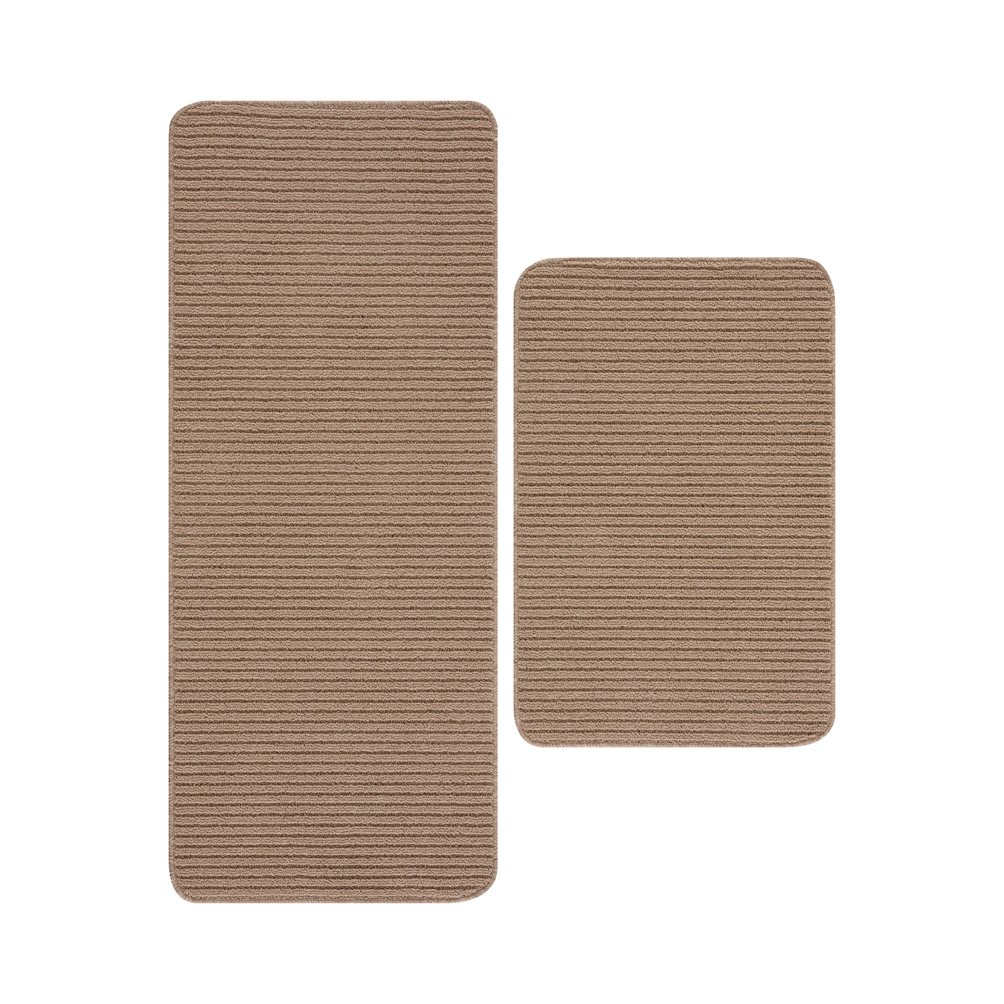 Beverly Rug Non Slip Washable Kitchen Rugs and Mats 2 Piece Set. 48x20   30x20