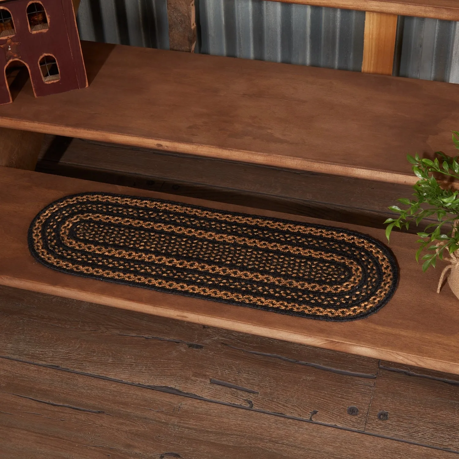 Black Primitive Flooring VHC Farmhouse Stair Tread Jute Oval - 8.5x27