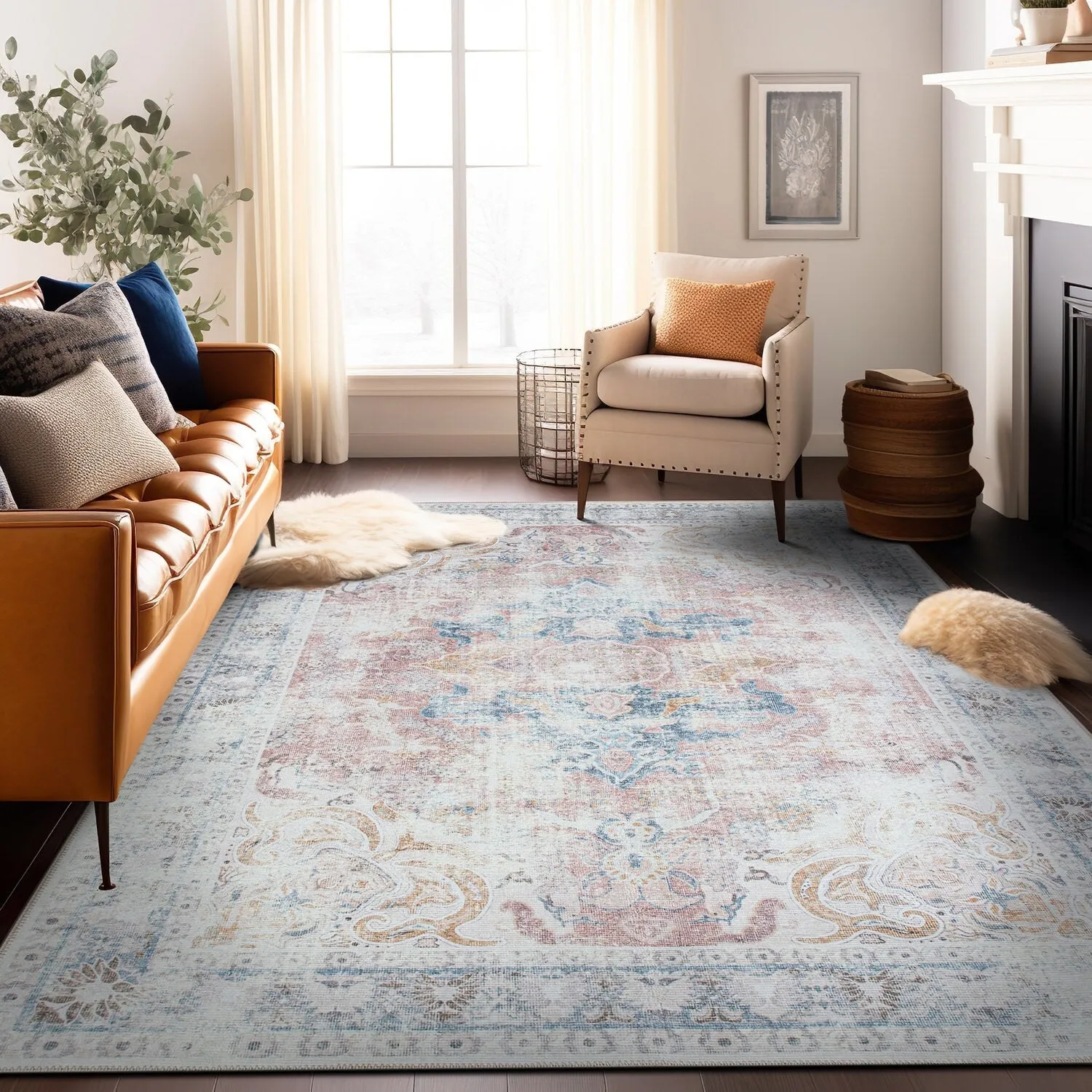 Bohemian Transitional Machine Washable Area Rug