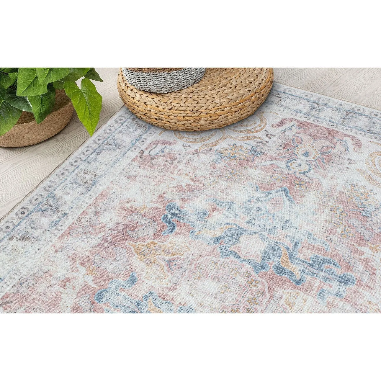 Bohemian Transitional Machine Washable Area Rug