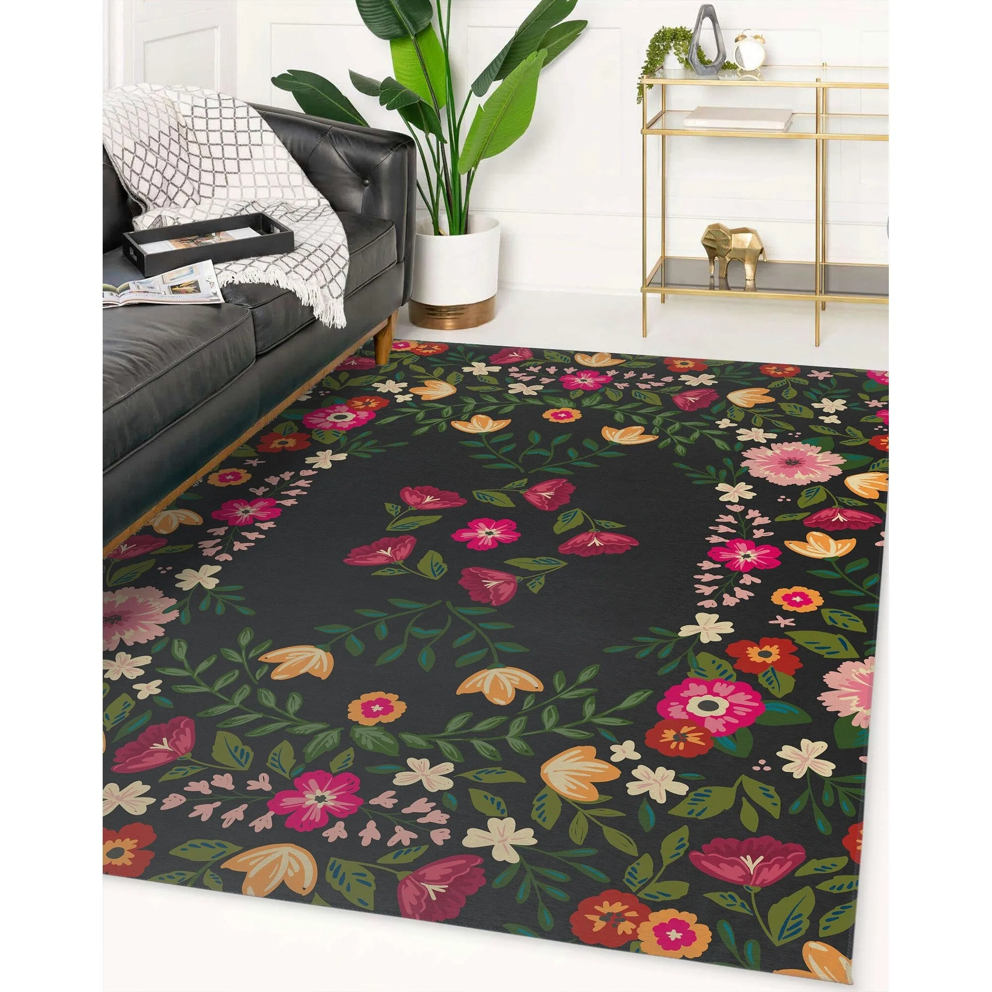 BOHO FIELDS CHARCOAL Area Rug By Kavka Designs
