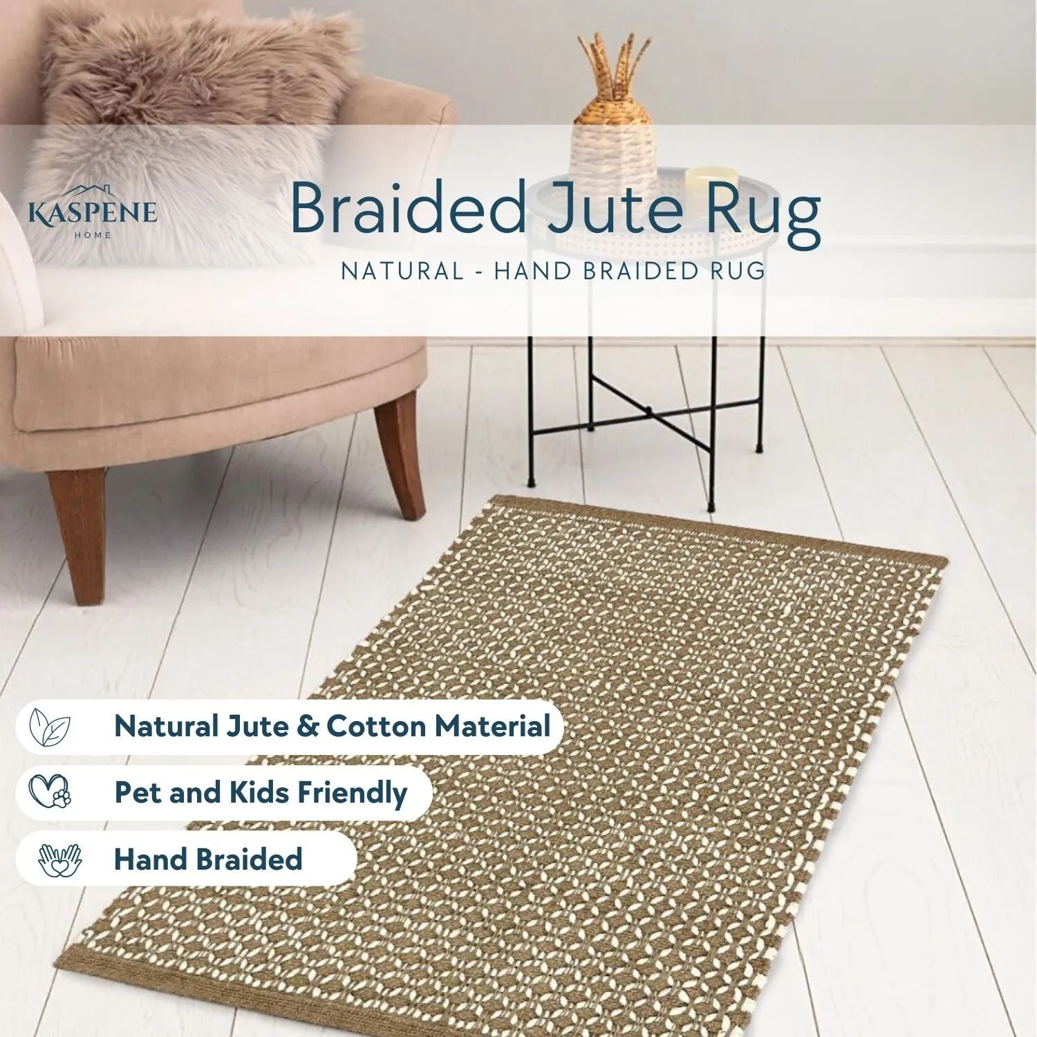 Braided Natural Jute Premium Indoor Area Rug