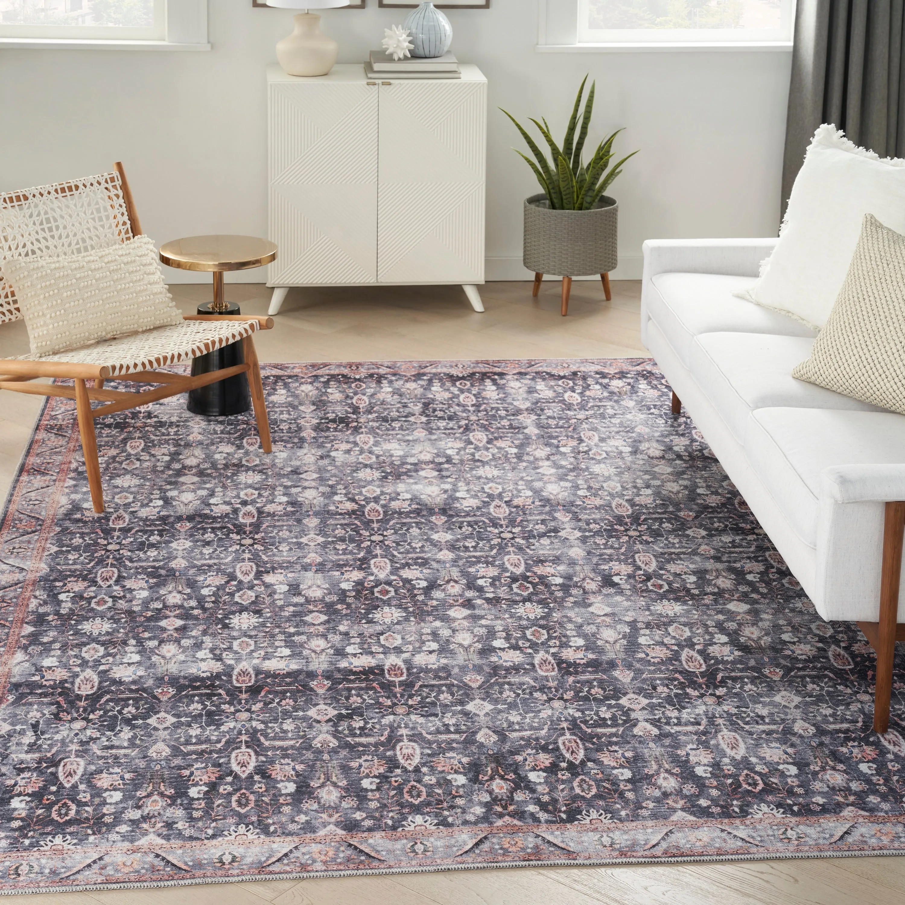 Brilliance Machine Washable Persian Vintage Medallion Area Rug