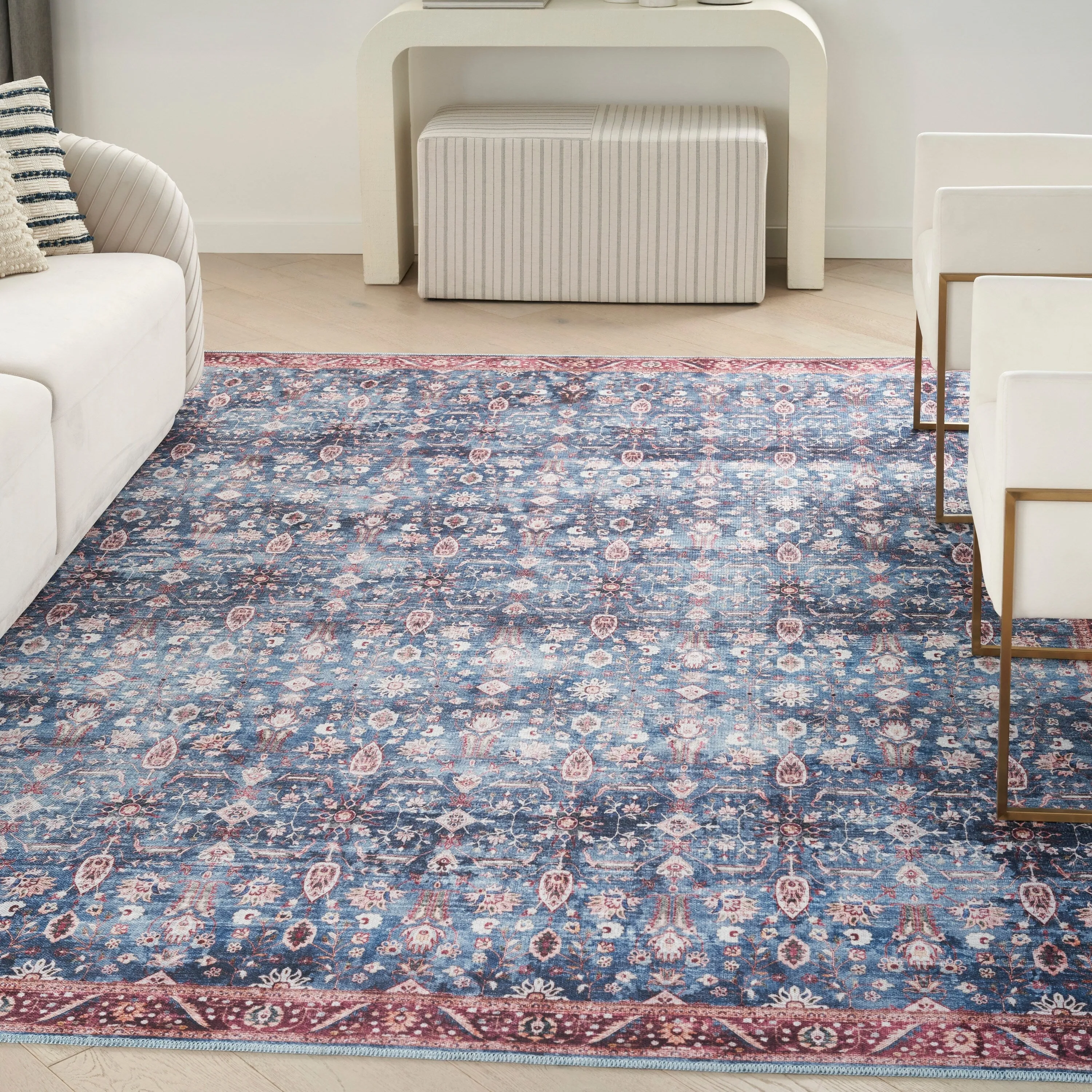 Brilliance Machine Washable Persian Vintage Medallion Area Rug
