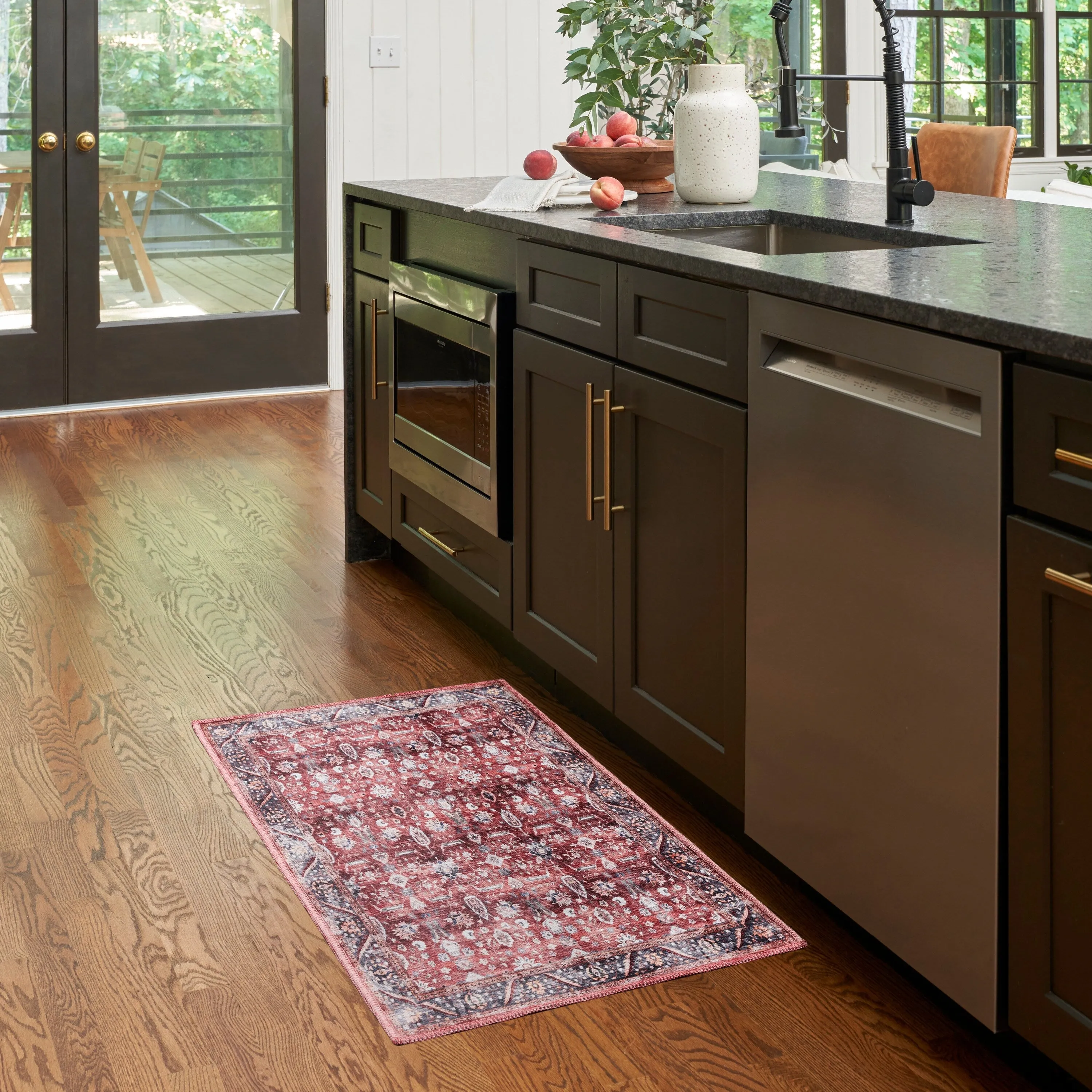 Brilliance Machine Washable Persian Vintage Medallion Area Rug