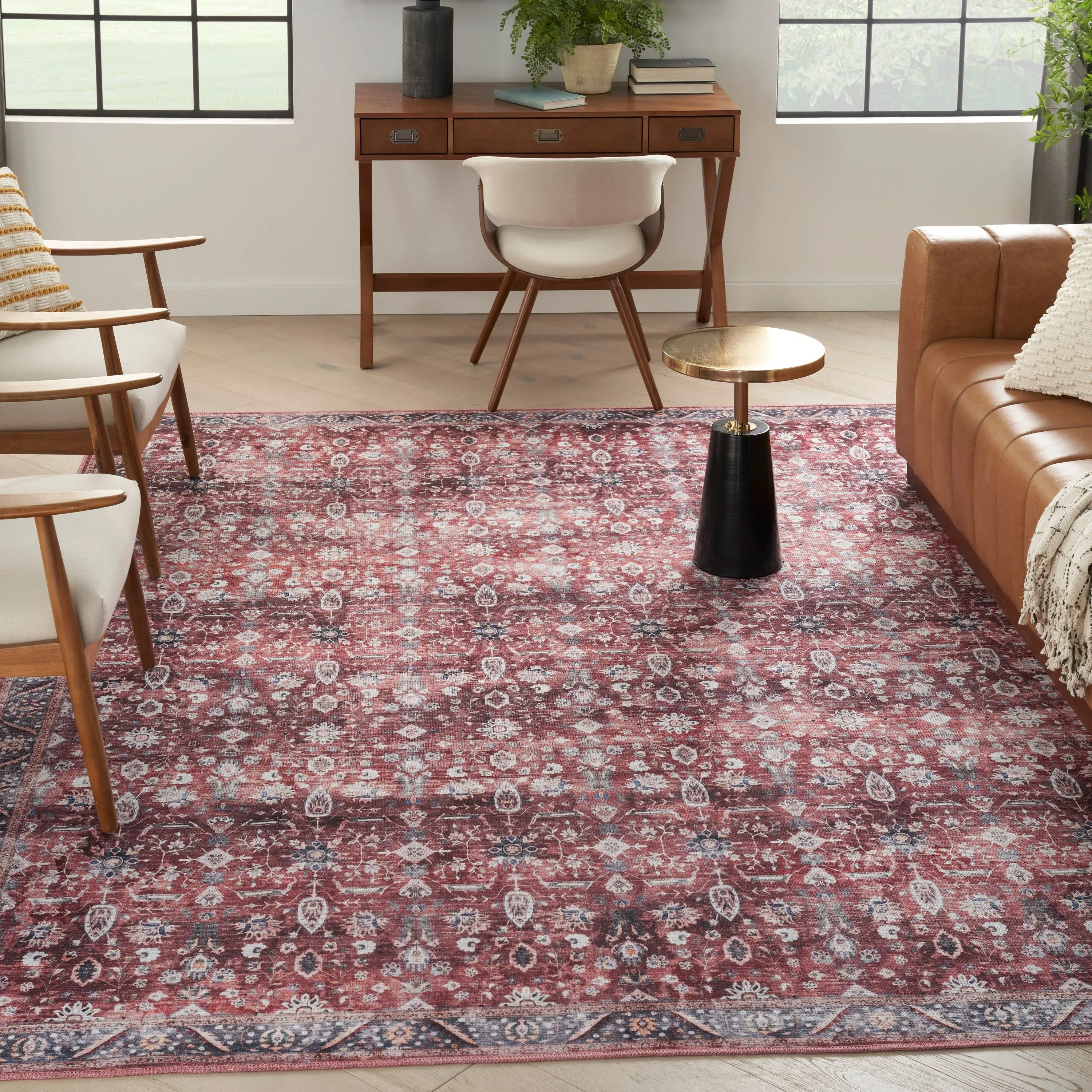 Brilliance Machine Washable Persian Vintage Medallion Area Rug