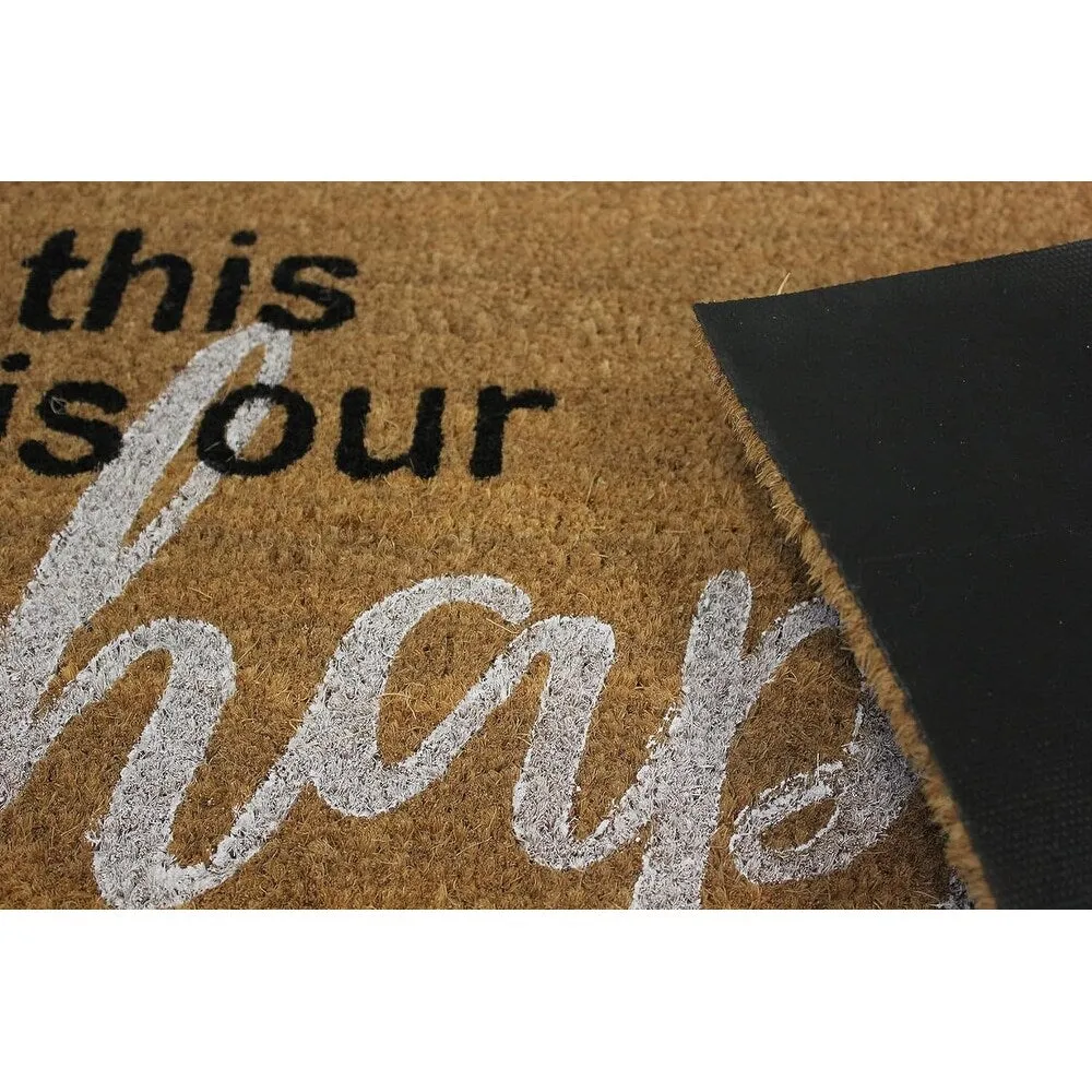 Coir Doormat. Durable Outdoor/Indoor Rug. Welcome Mat. Happy Springtime. Floral Design