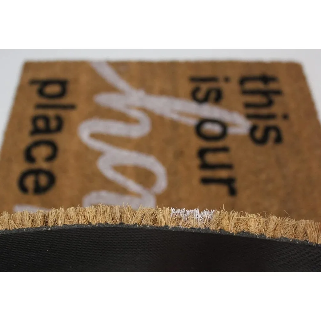 Coir Doormat. Durable Outdoor/Indoor Rug. Welcome Mat. Happy Springtime. Floral Design