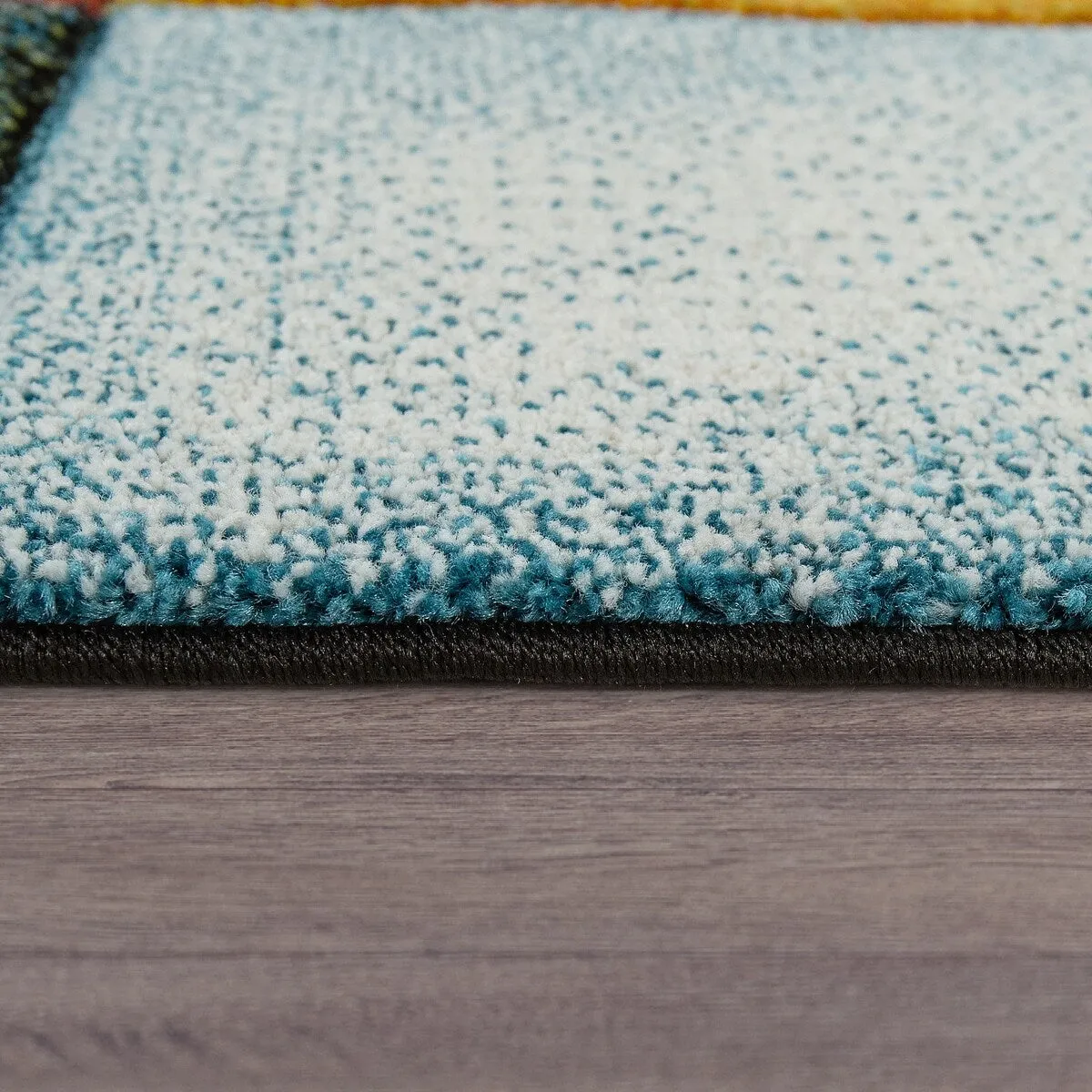 Colorful Living Room Rug with geometric Squares. Multi-Colored
