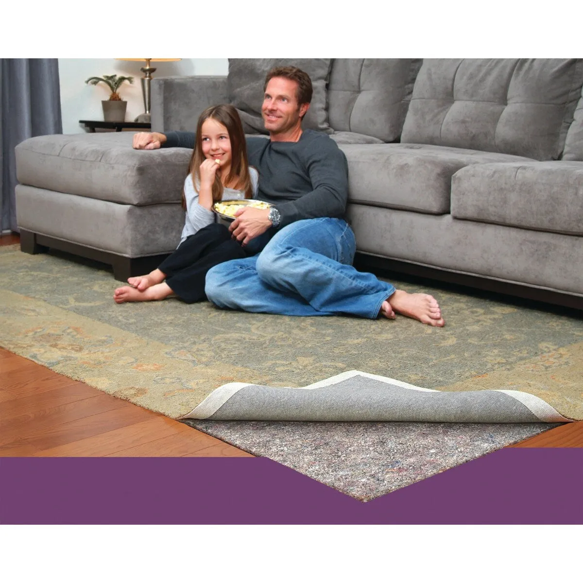 Con-Tact Brand Movenot Reversible Felt Rug Pad for Hard Surfaces and Carpet (8' x 10') - Grey - 8' x 10'