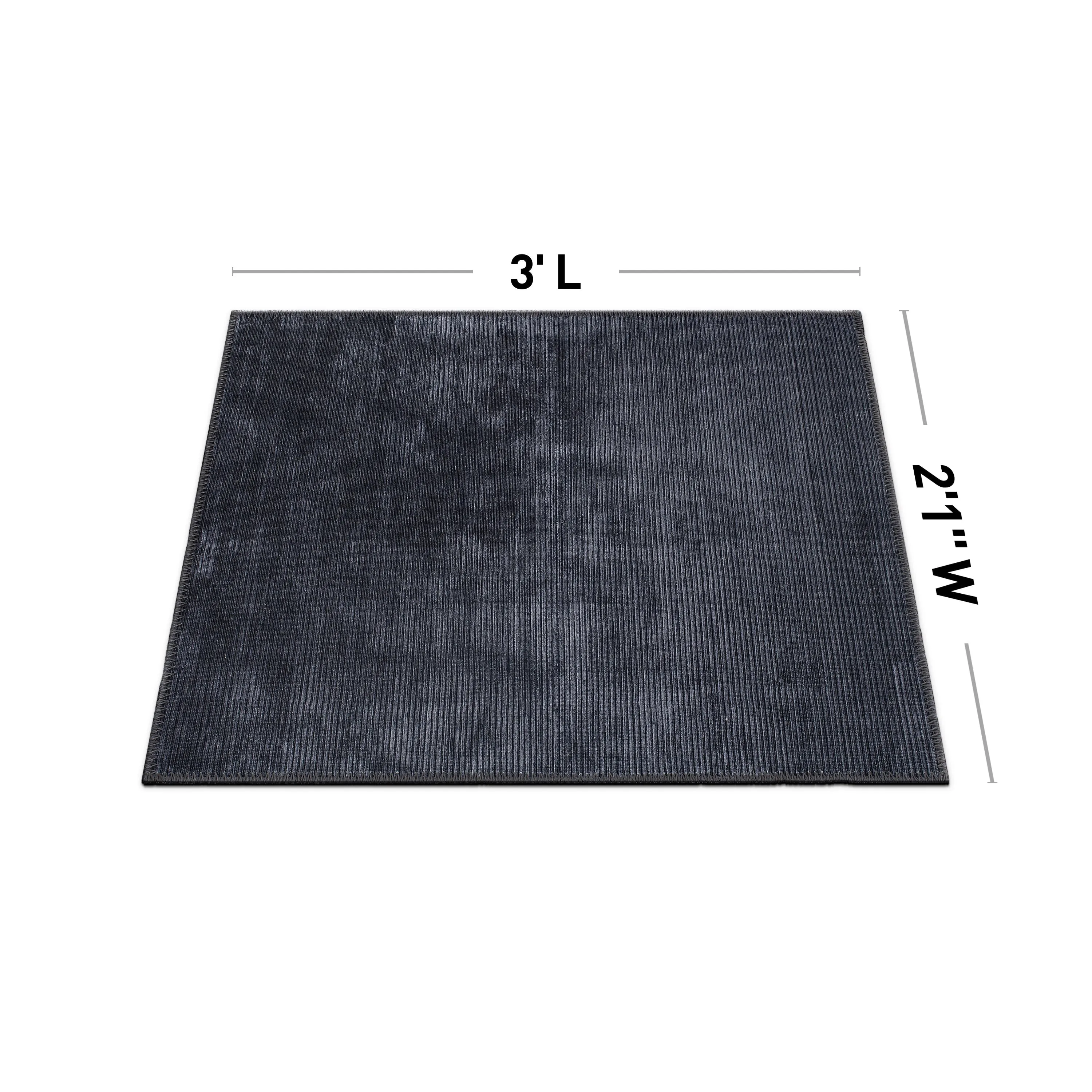 Contemporary Distressed Stripe Machine Washable Area Rug