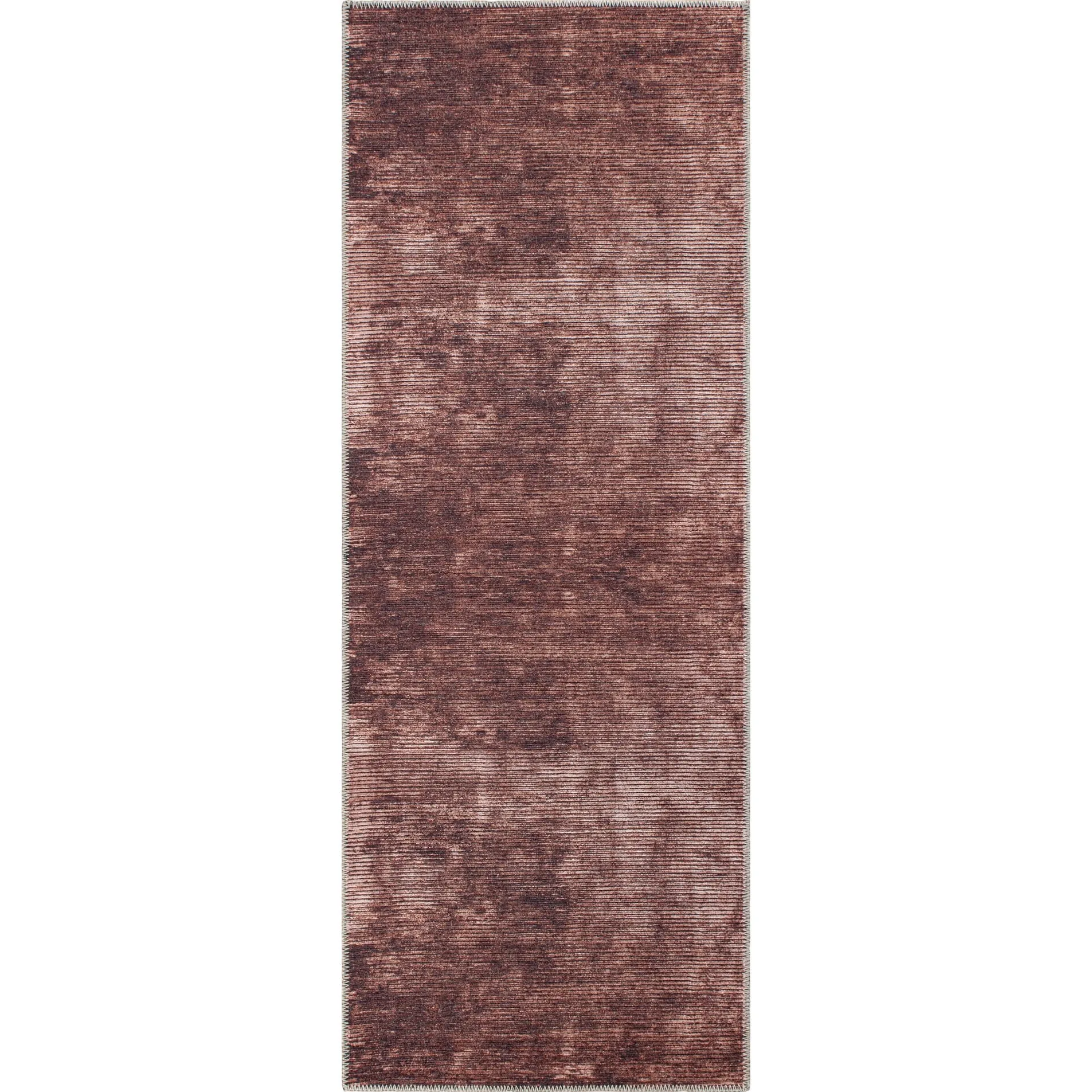 Contemporary Distressed Stripe Machine Washable Area Rug