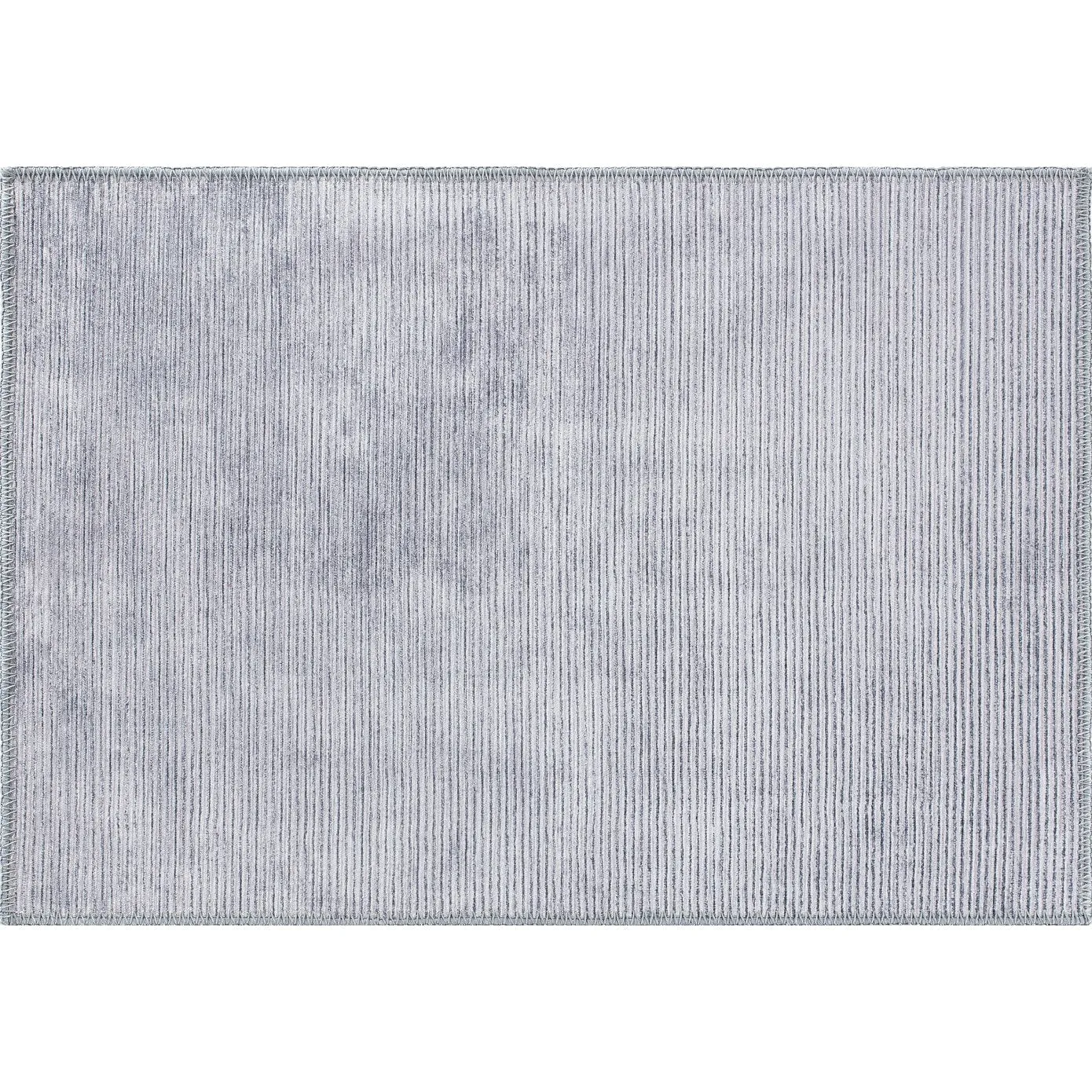 Contemporary Distressed Stripe Machine Washable Area Rug