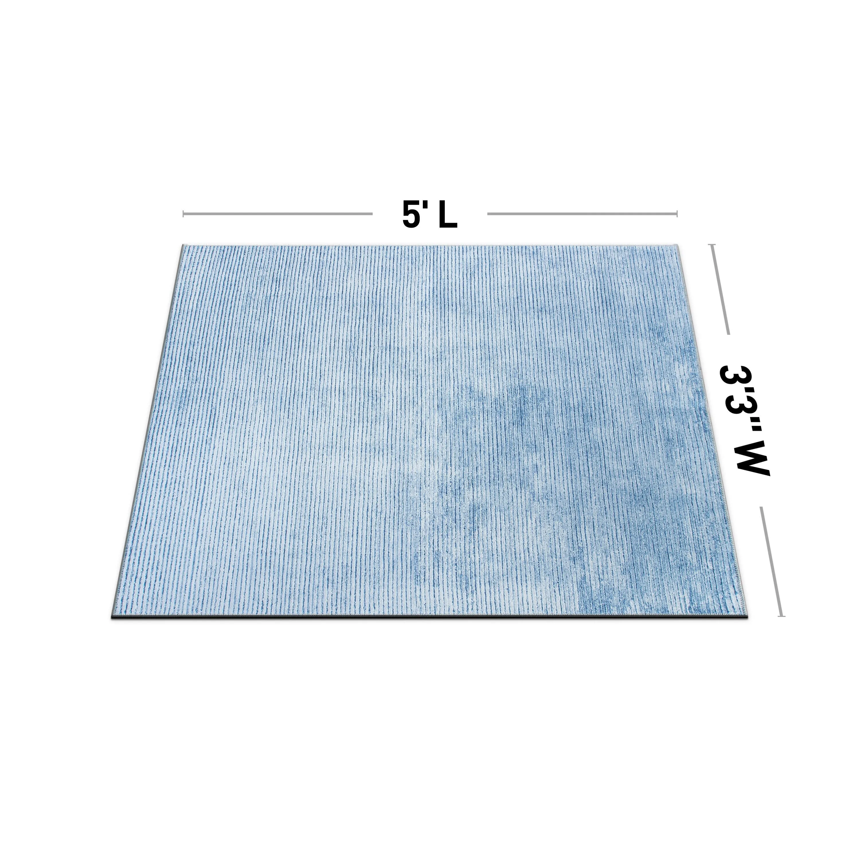 Contemporary Distressed Stripe Machine Washable Area Rug