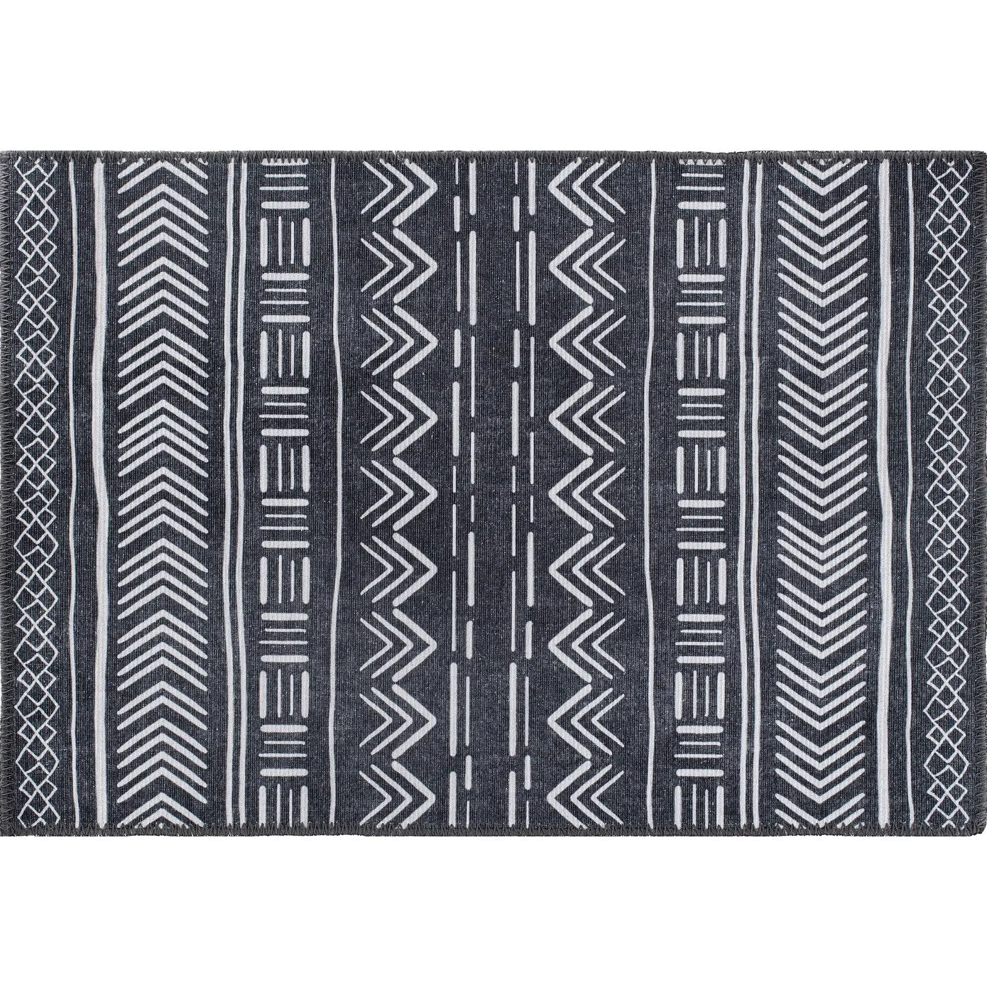Contemporary Geometric Bohemian Machine Washable Area Rug