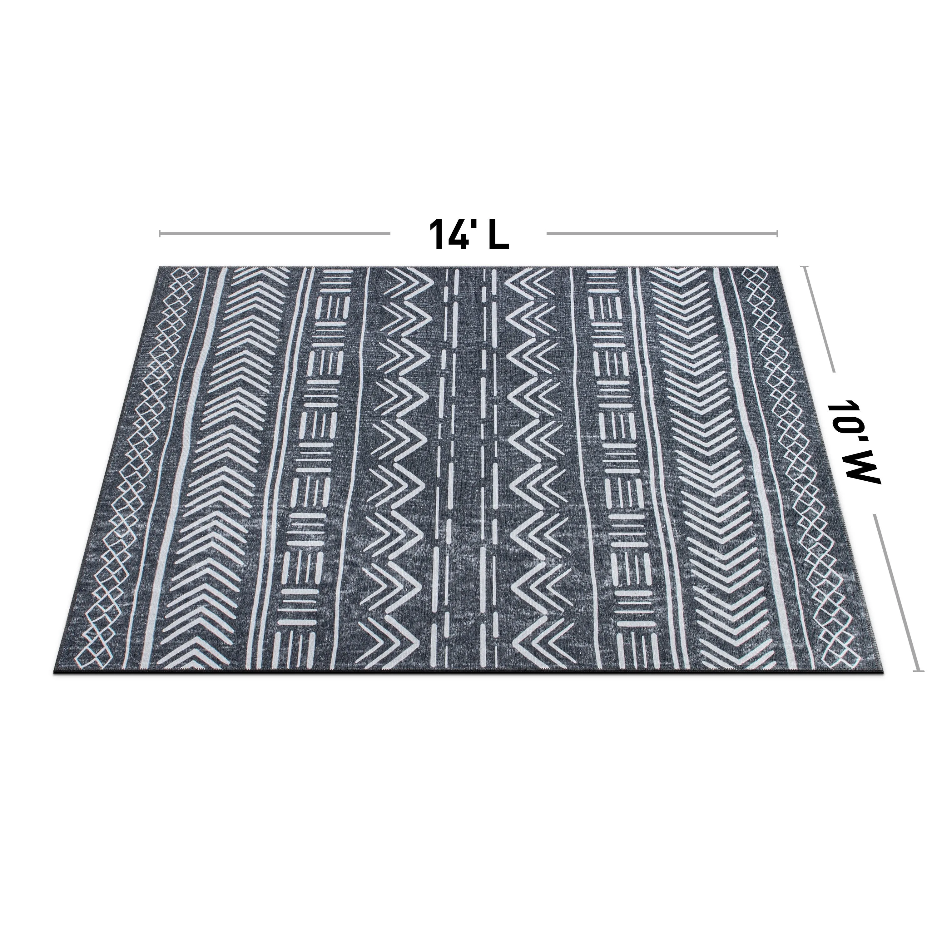Contemporary Geometric Bohemian Machine Washable Area Rug